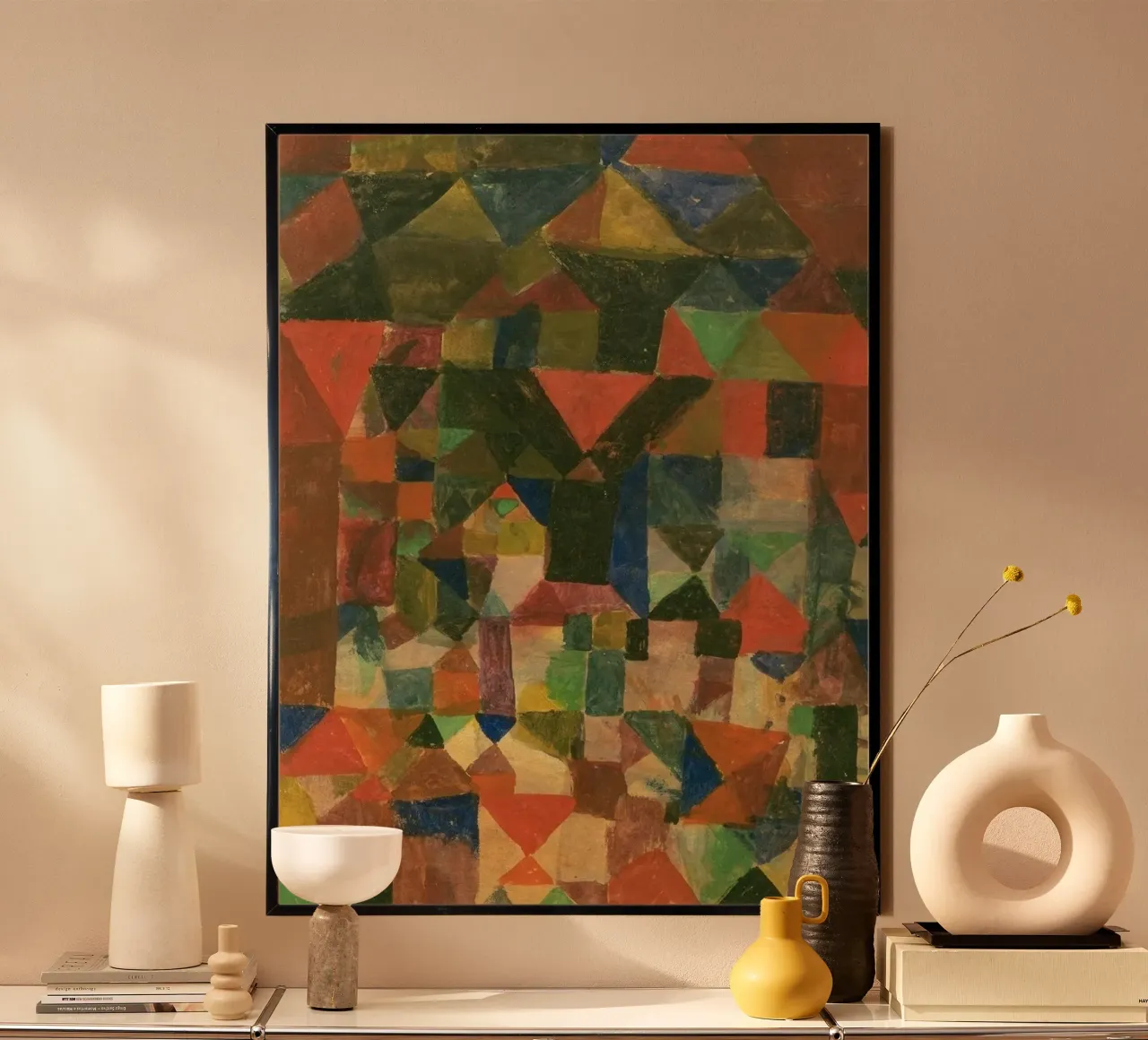 Paul Klee - Stadtartiger Aufbau poster con telaio in legno da Second Canvas
