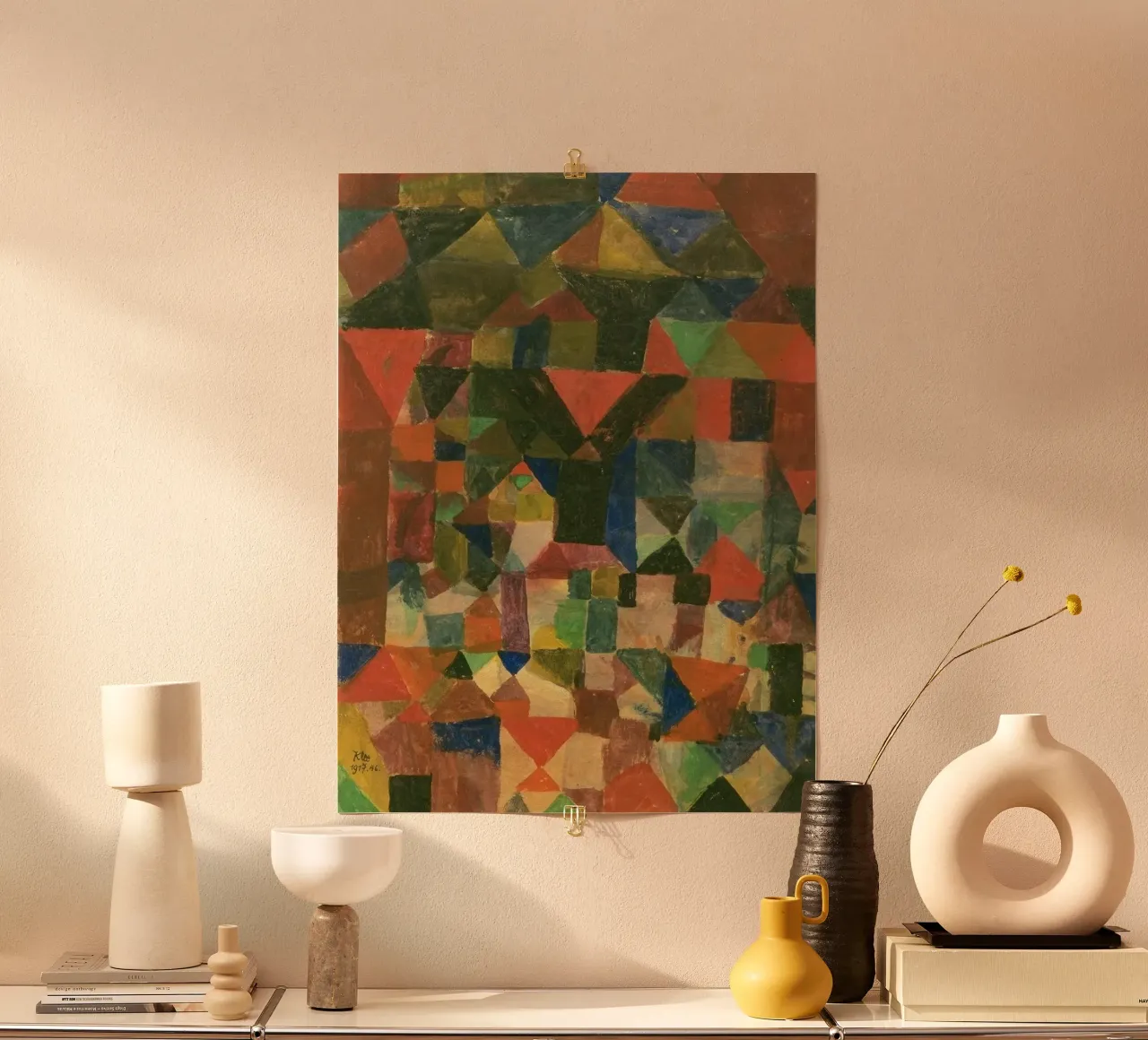 Paul Klee - Stadtartiger Aufbau poster con telaio in legno da Second Canvas