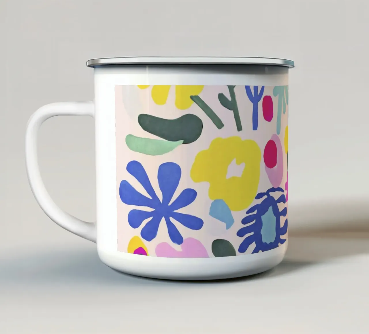Matisse Funky Bloementuin Mid Eeuwse Bloemen emaille mok van Andrea Haase Modern Home