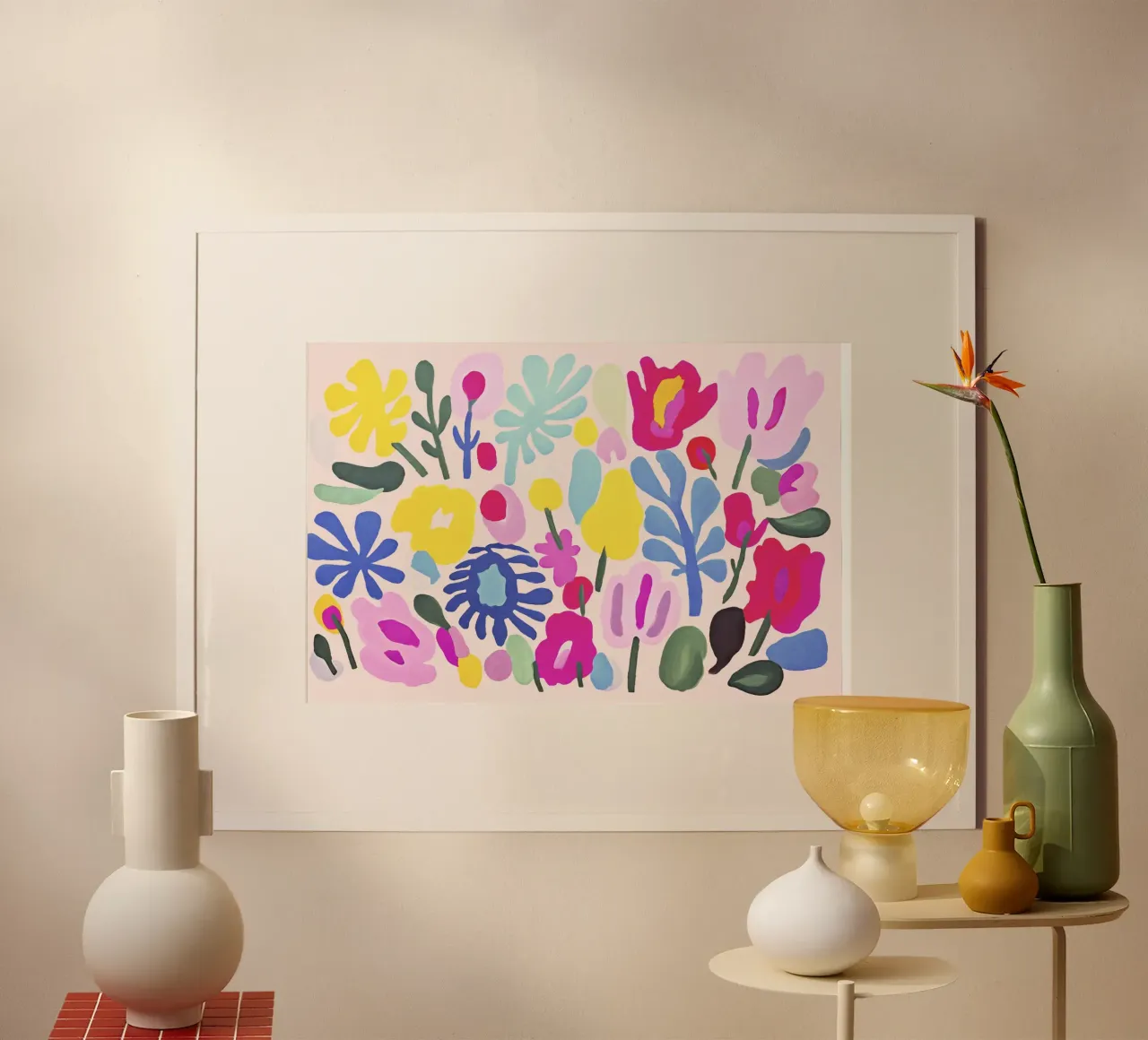 Matisse Funky Flower Garden Fiori di metà secolo poster con telaio in plastica da Andrea Haase Modern Home