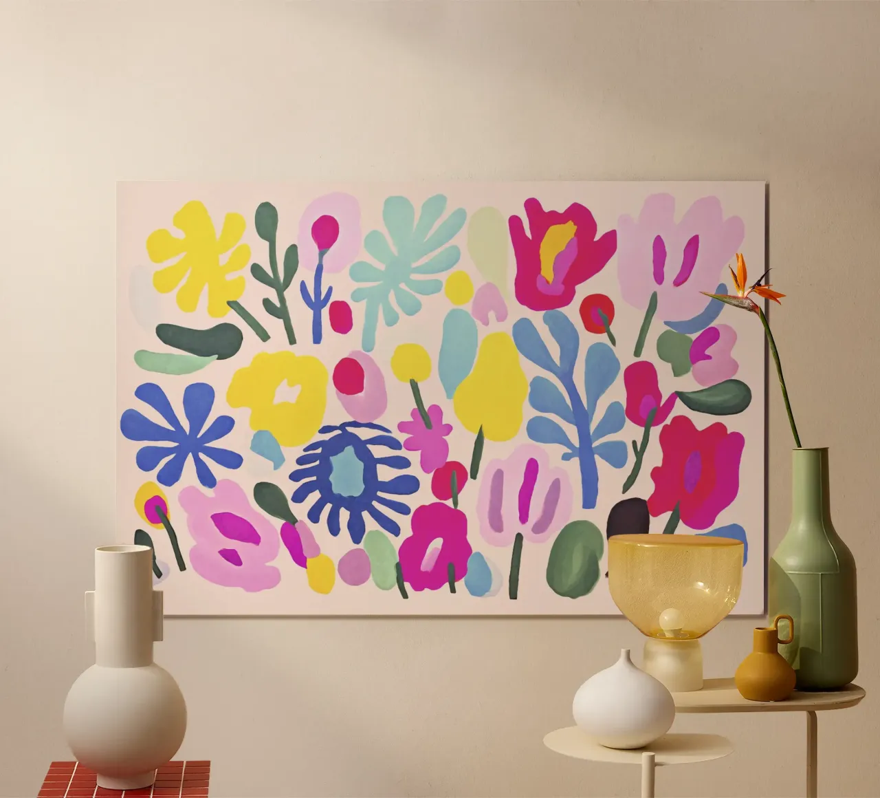 Matisse Funky Flower Garden Fiori di metà secolo poster con telaio in plastica da Andrea Haase Modern Home