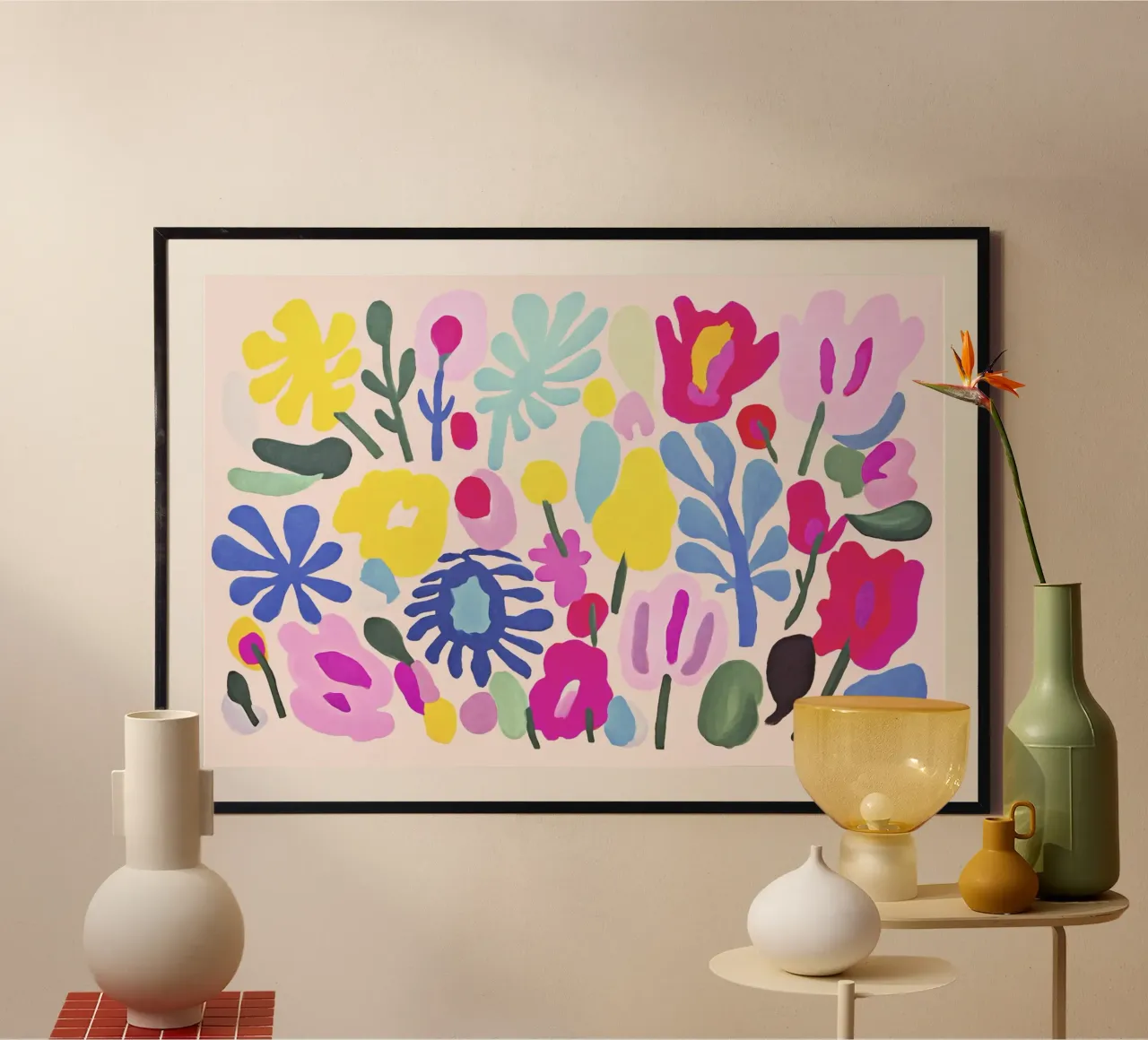 Matisse Funky Flower Garden Fiori di metà secolo poster con telaio in plastica da Andrea Haase Modern Home
