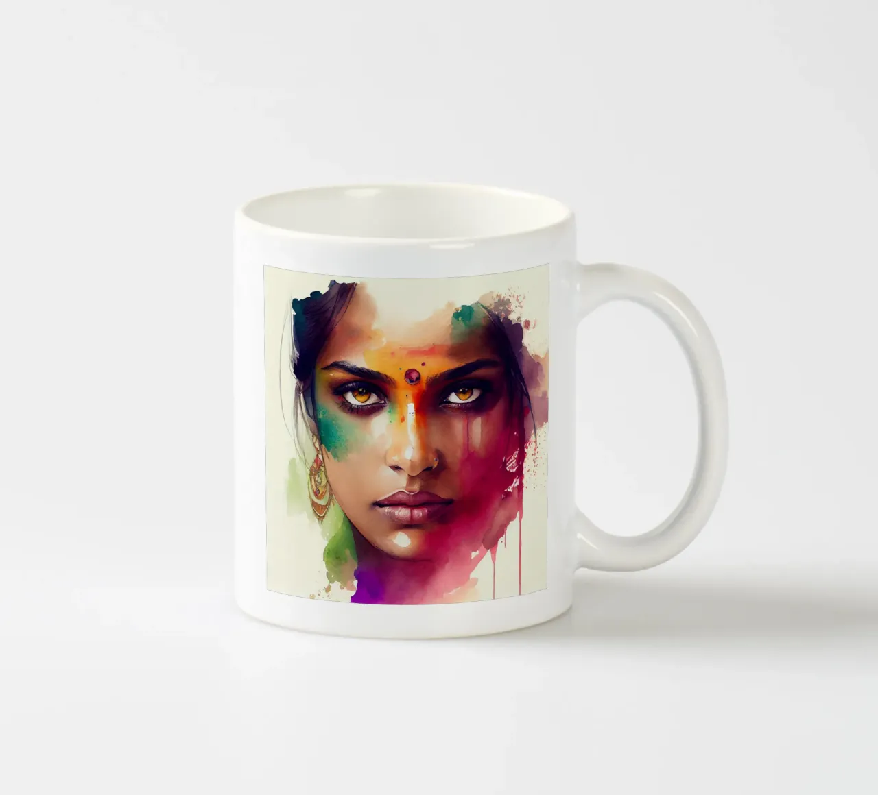 Acquerello Donna indù tazza in ceramica da Chromatic Fusion Studio