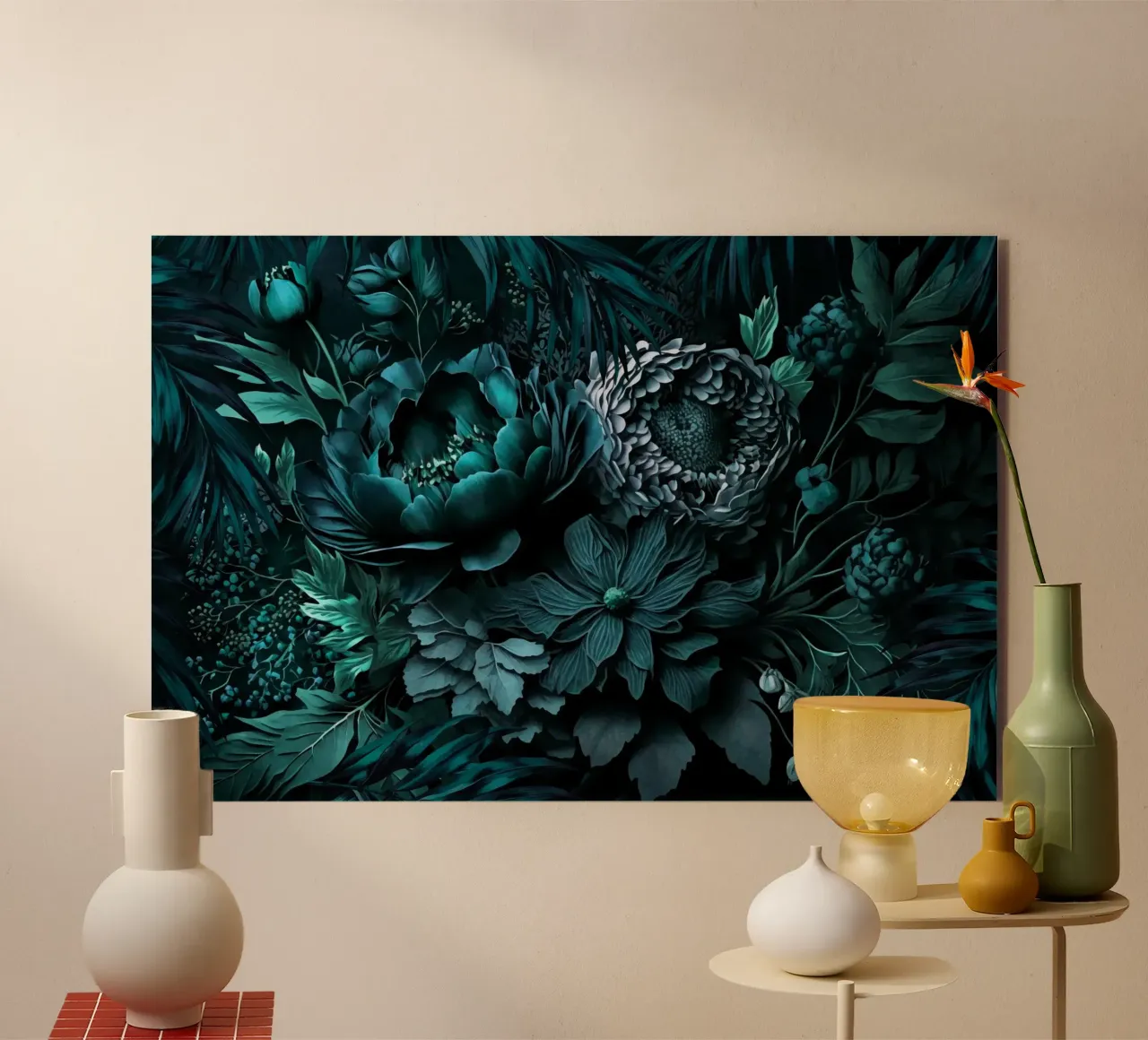 Turquesa Renacimiento Vibes Moody Opulent Flores aluminio dibond de Andrea Haase Floral Passion