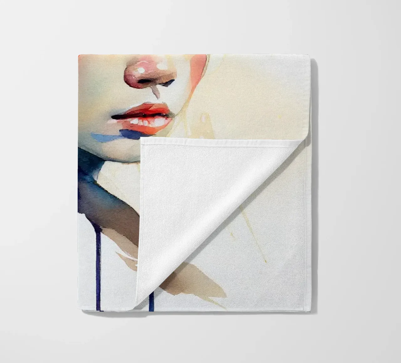 Geisha moderna ad acquerello telo mare da Chromatic Fusion Studio