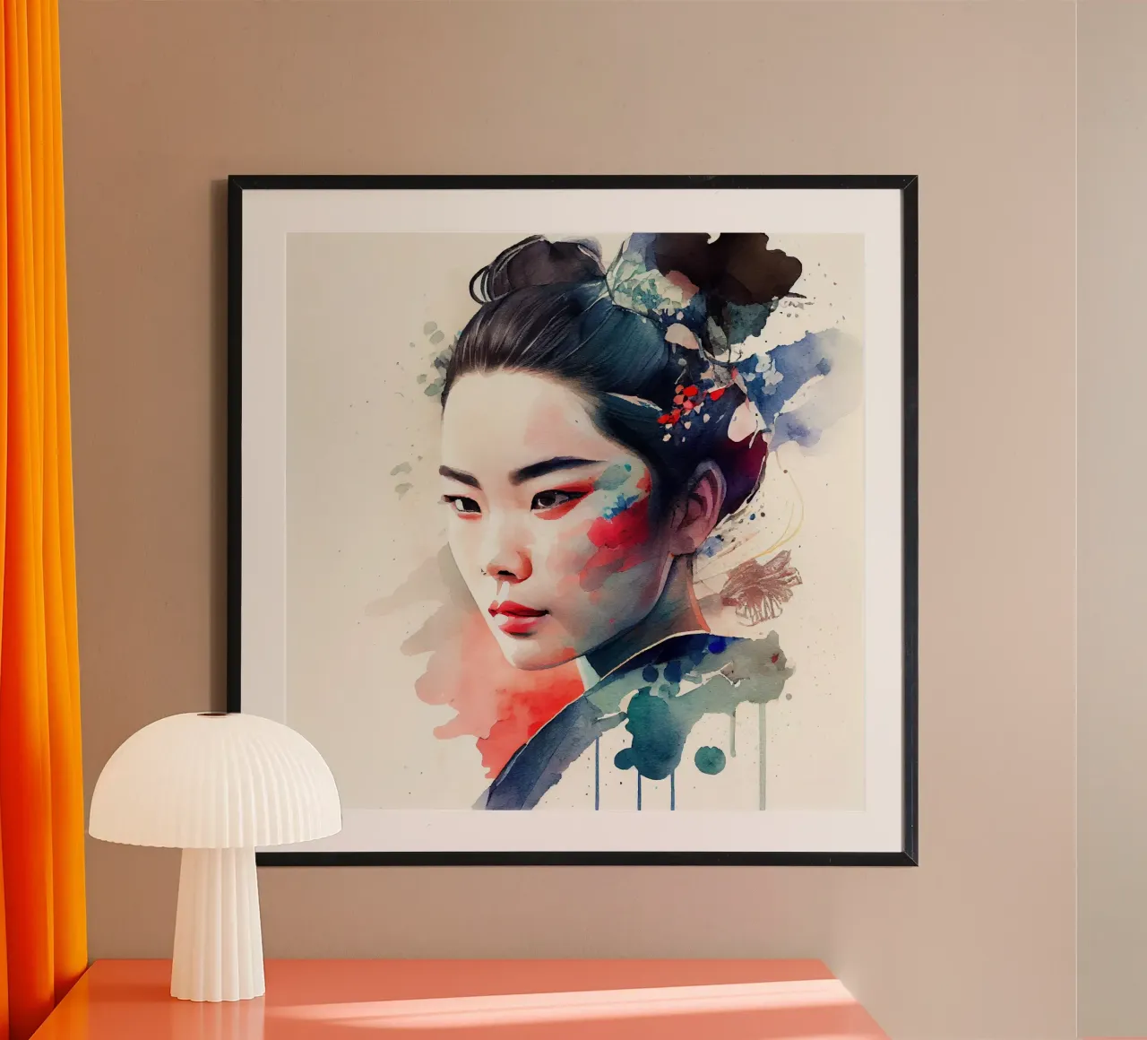 Geisha moderna ad acquerello carta hahnemühle da Chromatic Fusion Studio