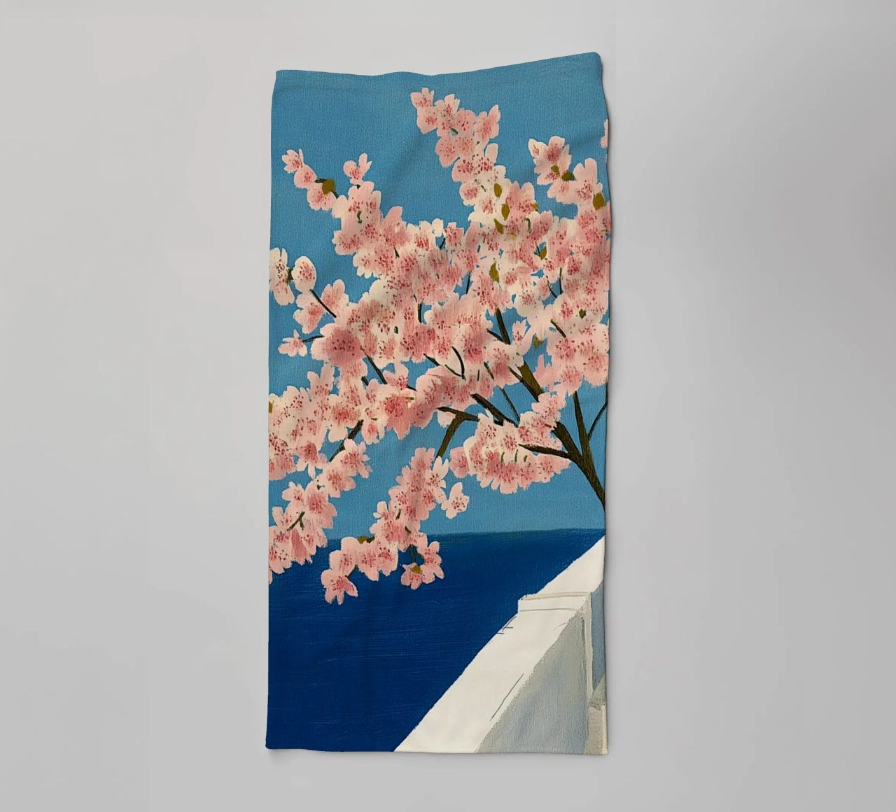 Vue sur Santorin serviette de bain de Curious Canvas