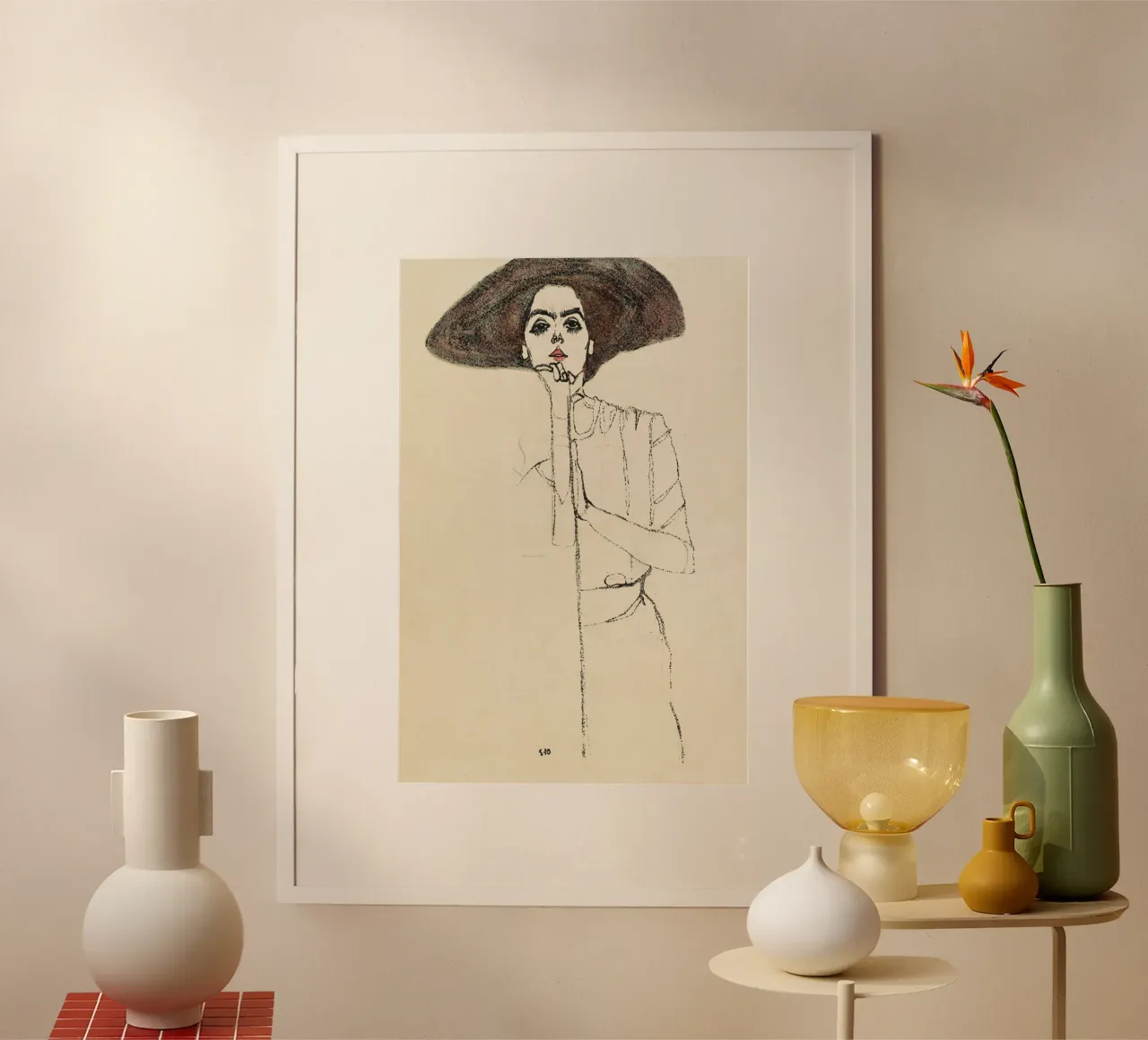 Egon Schiele - Ritratto di donna (1910) poster con telaio in alluminio da Wirla
