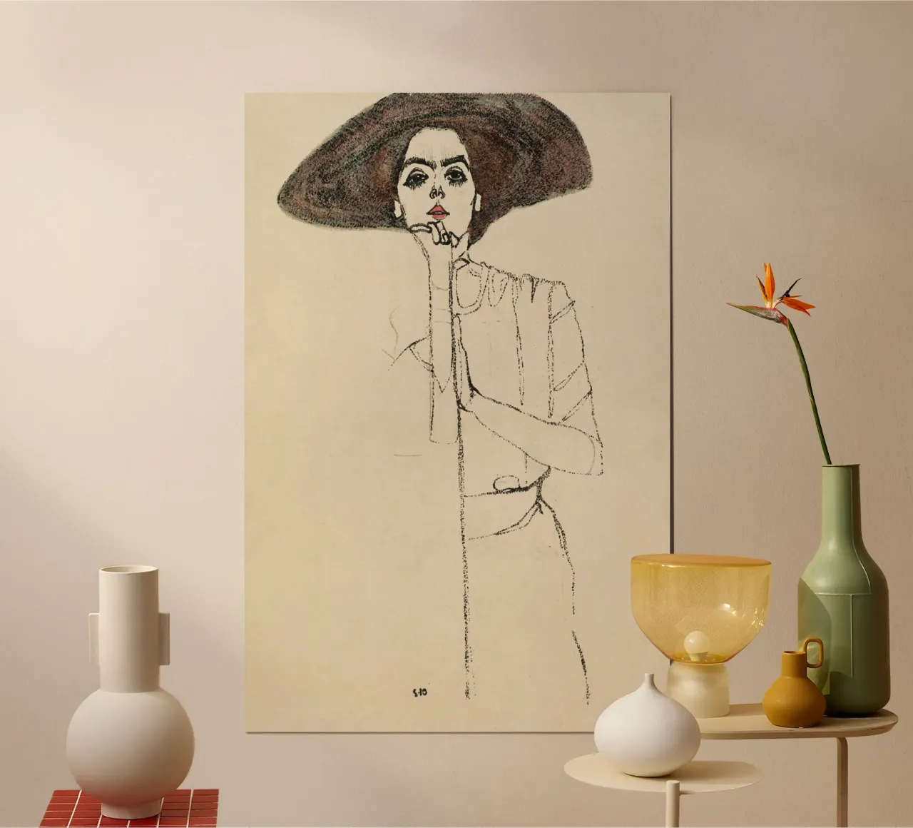 Egon Schiele - Ritratto di donna (1910) poster con telaio in alluminio da Wirla