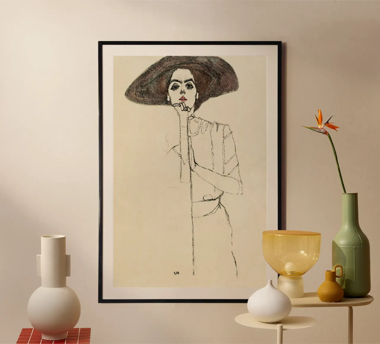 Egon Schiele - Ritratto di donna (1910) poster con telaio in alluminio da Wirla