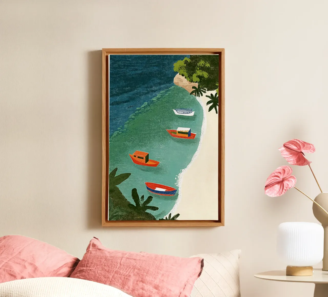 Barche da pesca dei Caraibi tela con Cornice a cassetta da Curious Canvas
