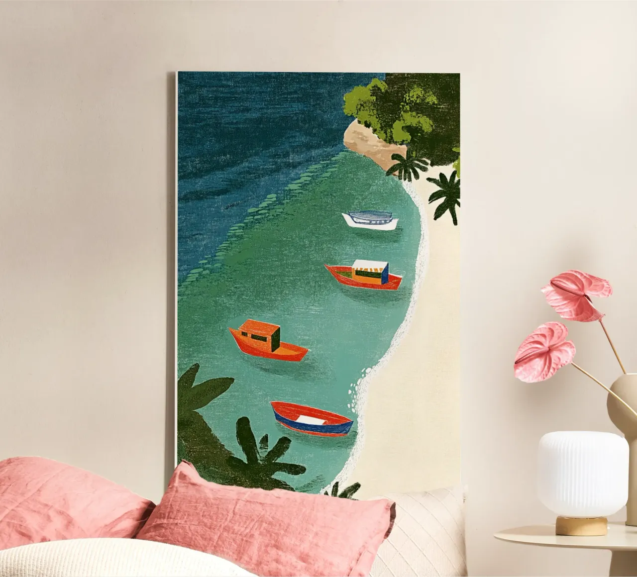 Barche da pesca dei Caraibi tela con Cornice a cassetta da Curious Canvas