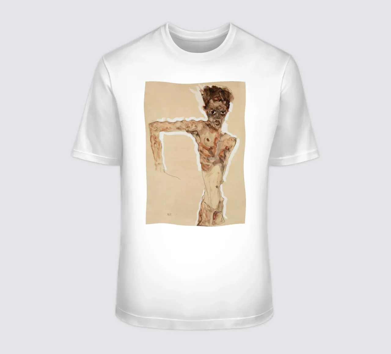 Egon Schiele - Uomo nudo. Autoritratto (1911) t-shirt da Wirla
