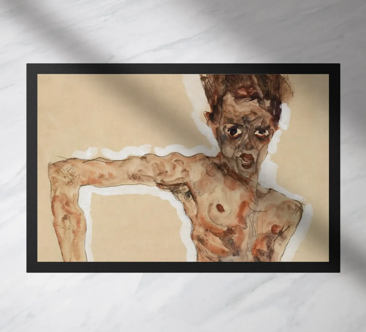 Egon Schiele - Uomo nudo. Autoritratto (1911) zerbino da Wirla