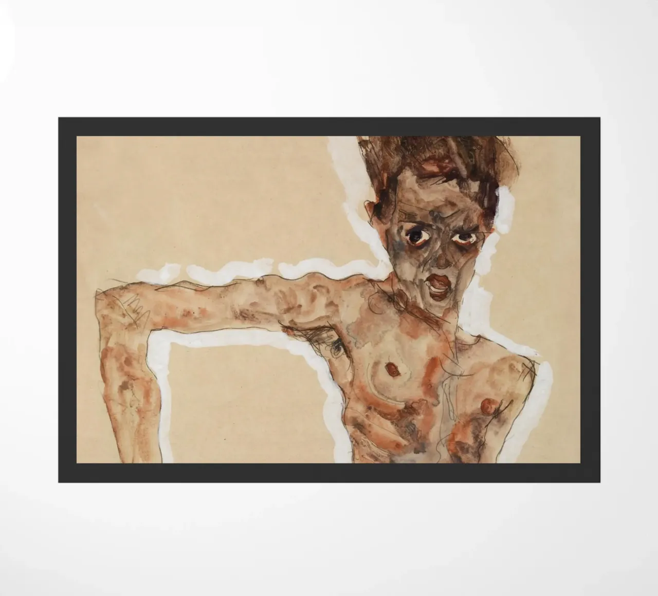 Egon Schiele - Uomo nudo. Autoritratto (1911) zerbino da Wirla