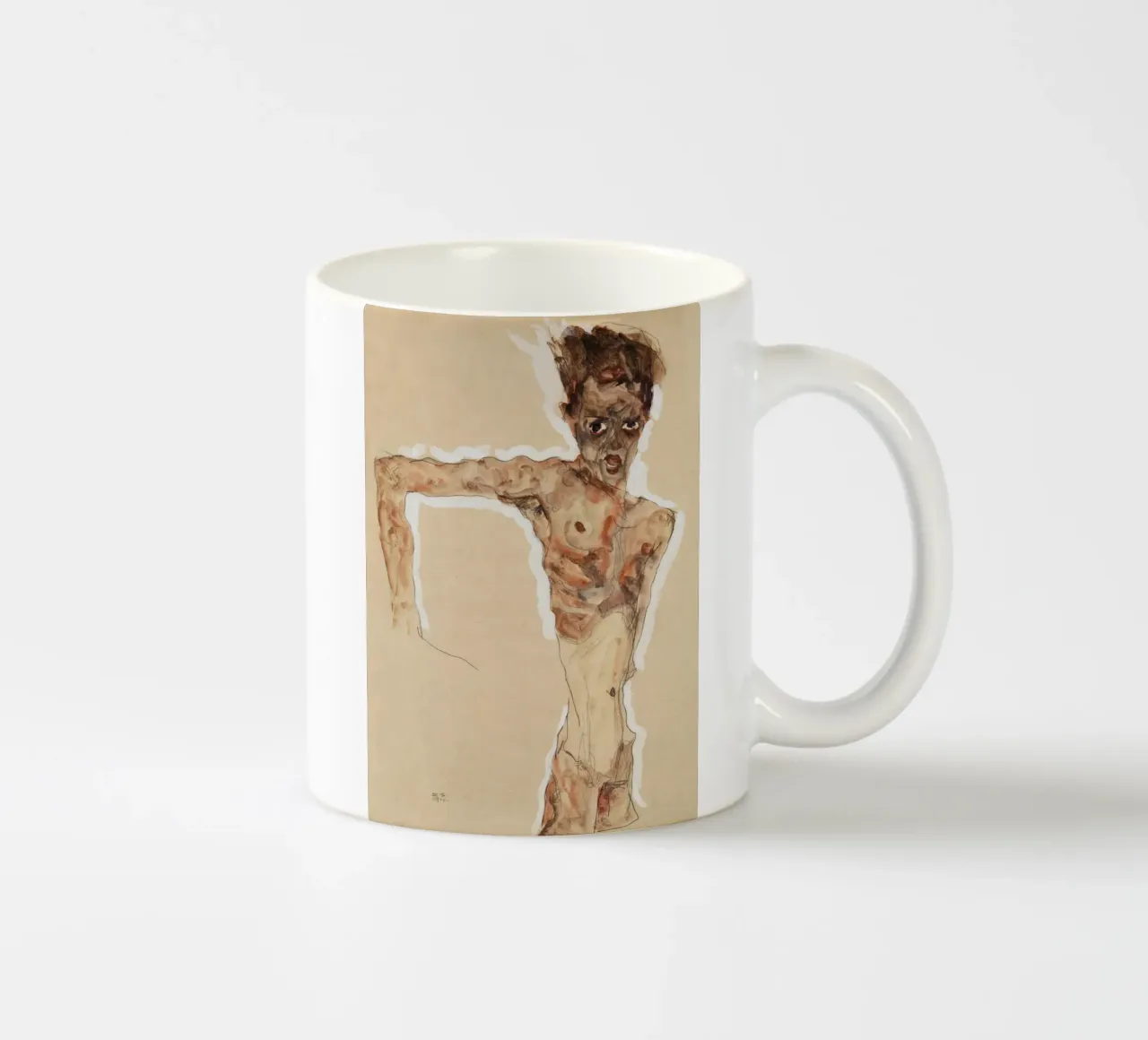 Egon Schiele – Naked Man. Self-Portrait (1911) ceramic mug by Wirla