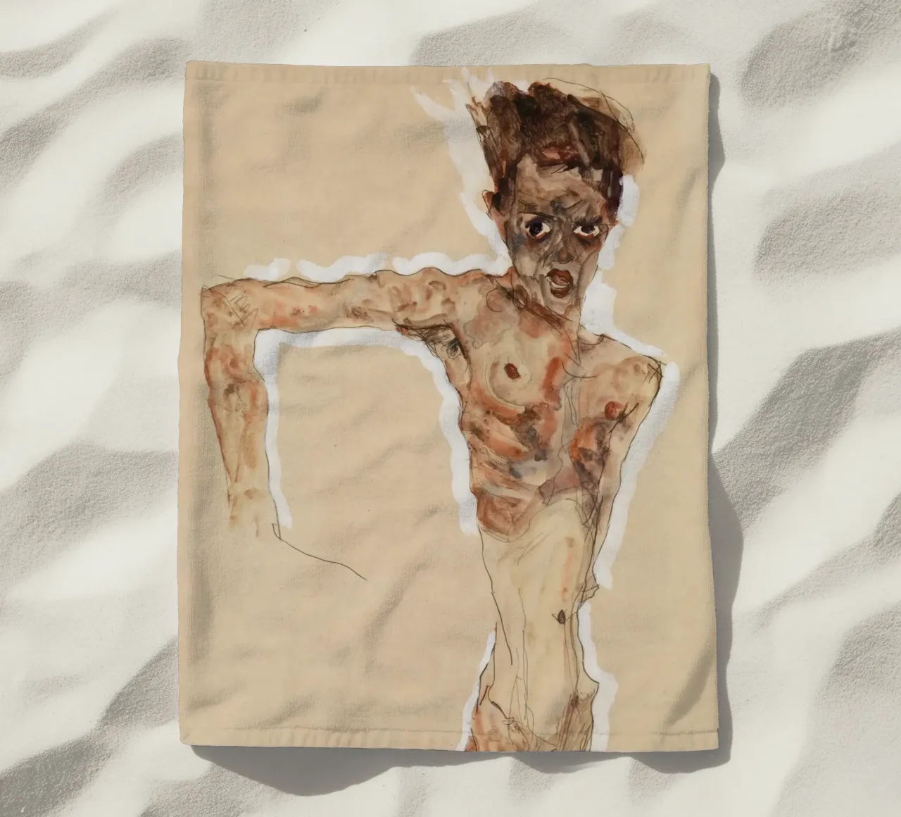 Egon Schiele - Uomo nudo. Autoritratto (1911) telo mare da Wirla
