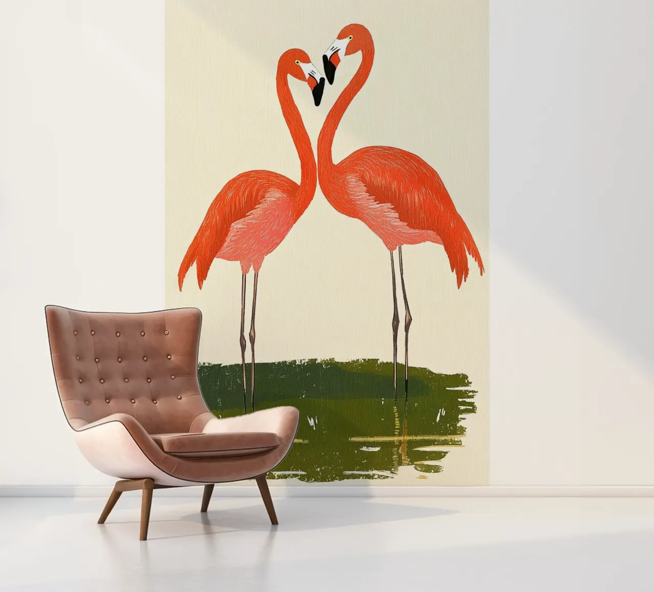 Flamingo pair photo wallpaper by Curious Canvas