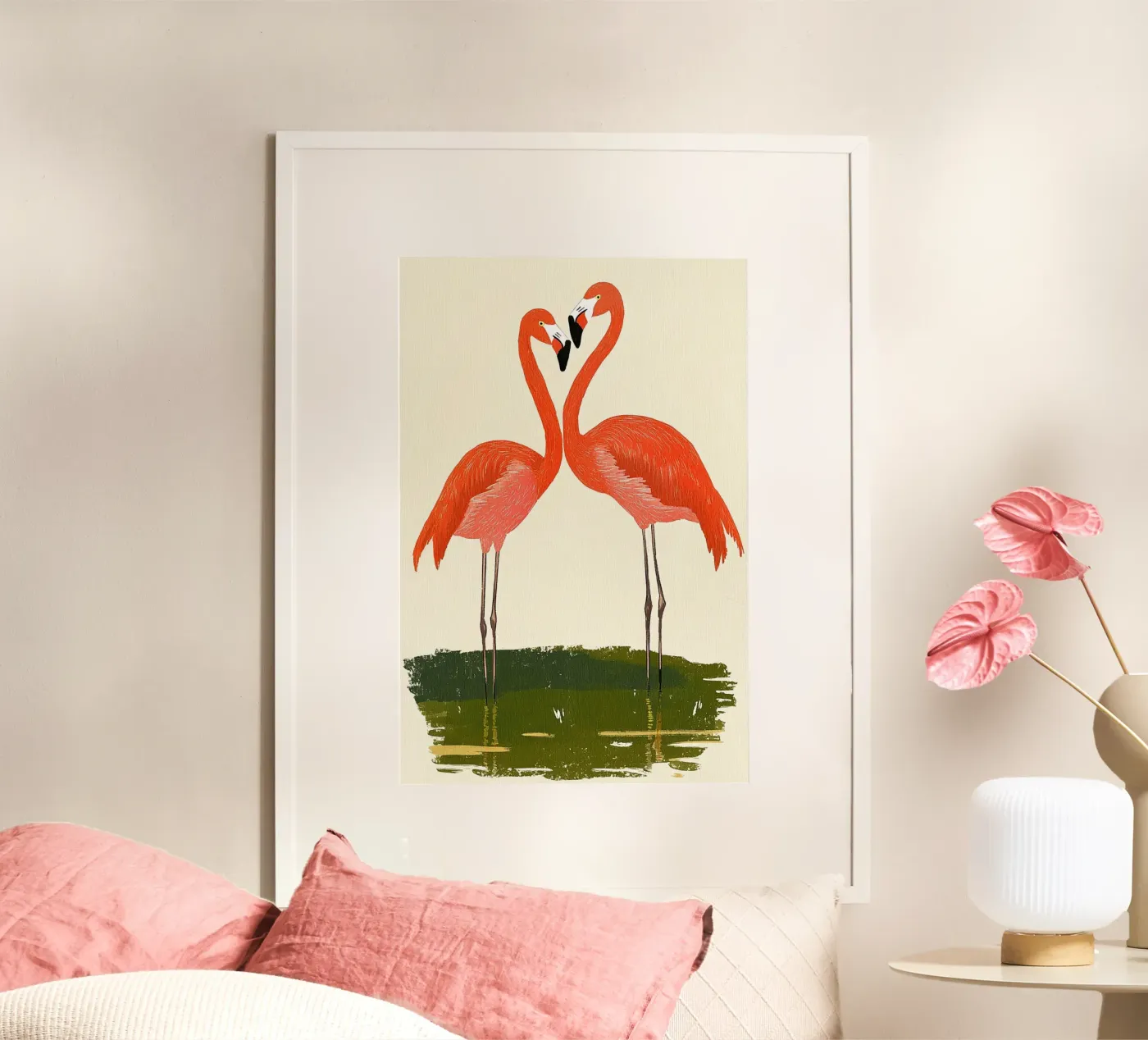 Flamingo pair poster by Curious Canvas