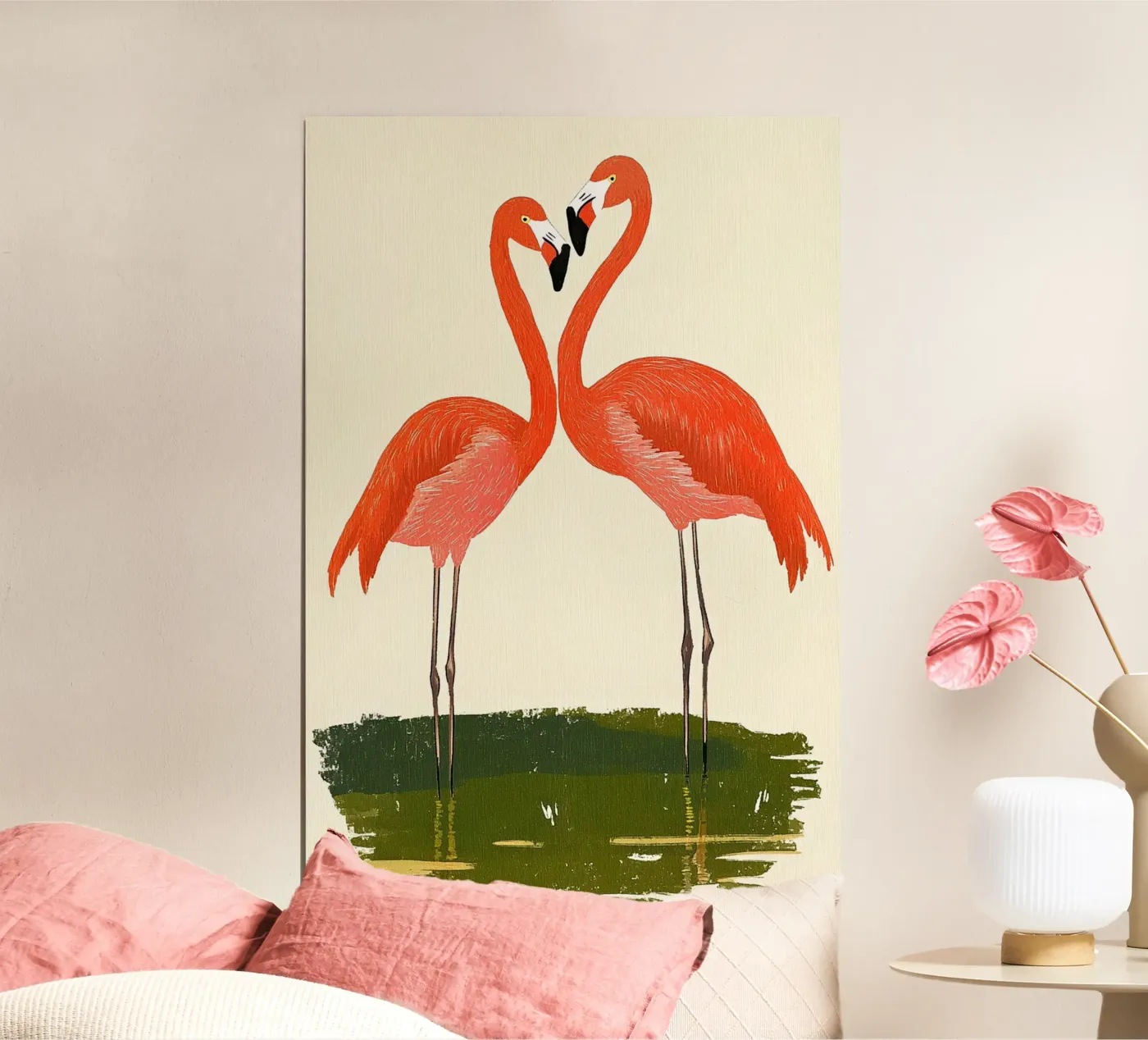 Flamingo pair poster by Curious Canvas