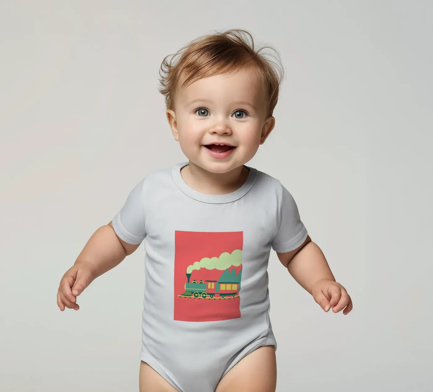 Train short-sleeve baby romper by TRENDY POSTER SHOP