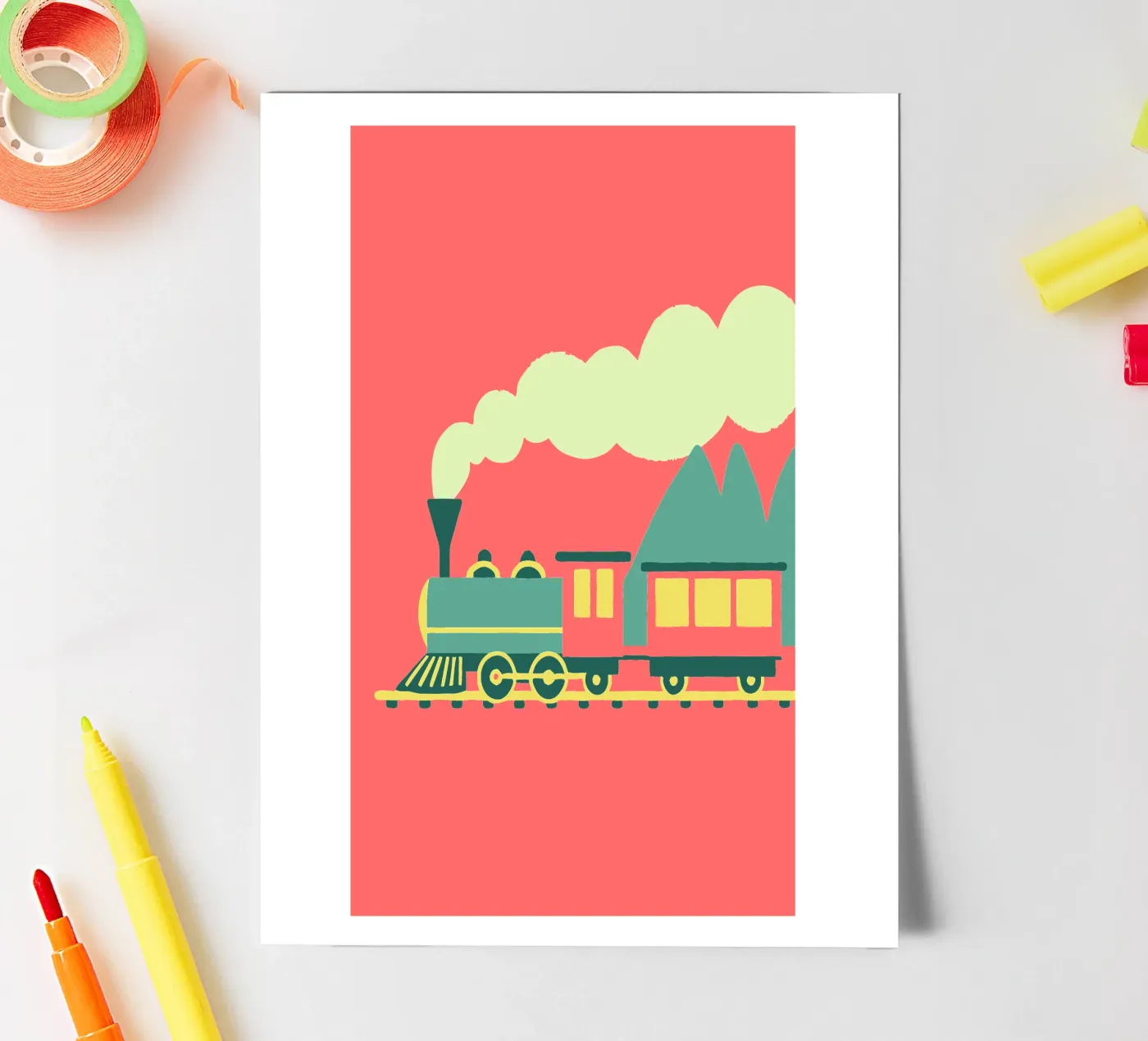 Trein stickervel van TRENDY POSTER SHOP