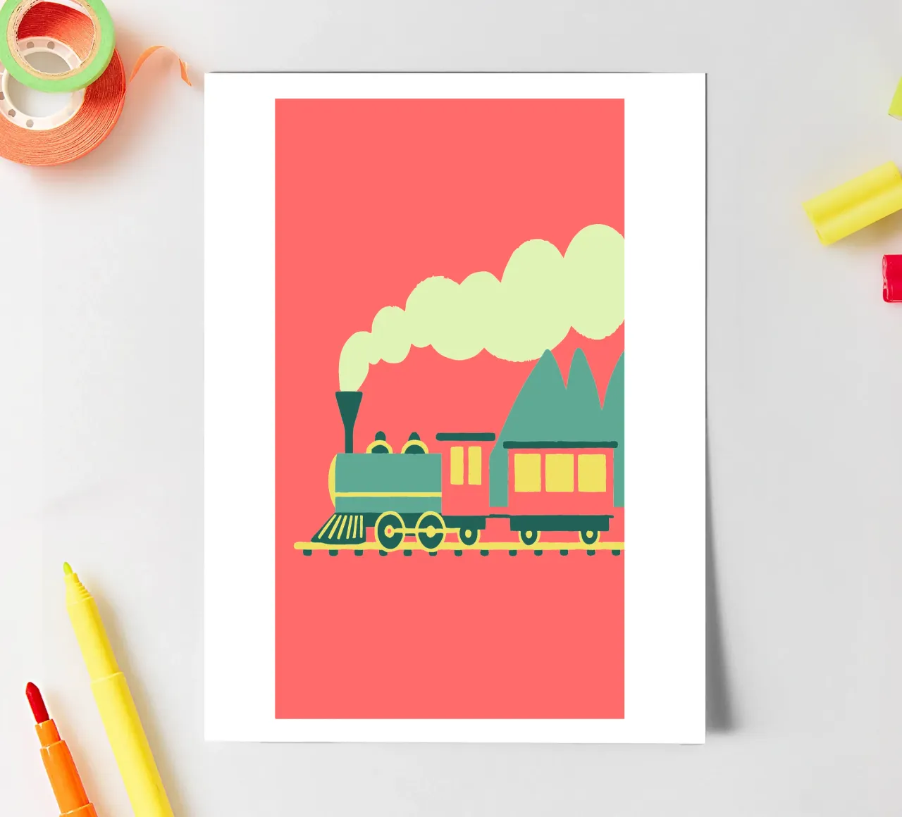 Train sticker sheet by TRENDY POSTER SHOP