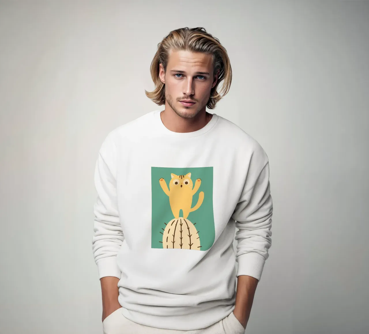 Cat on a Cactus sweatshirt by TRENDY POSTER SHOP