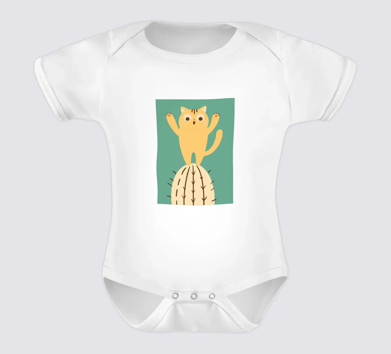 Gatto su un cactus body neonato maniche corte da TRENDY POSTER SHOP
