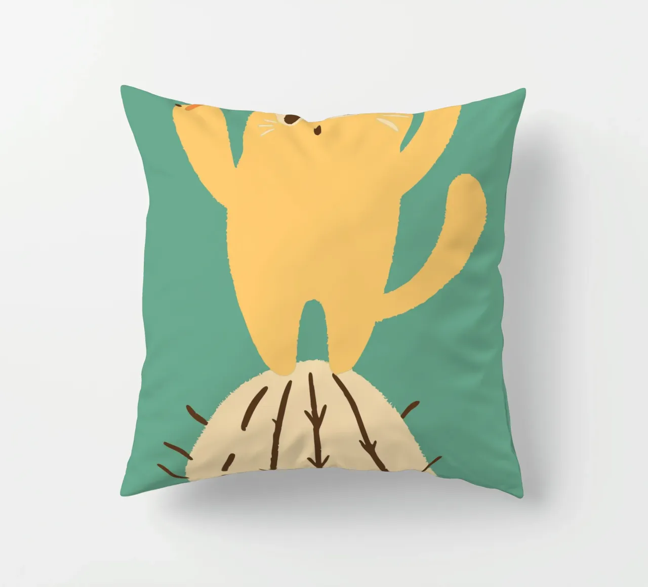 Gatto su un cactus cuscino da TRENDY POSTER SHOP