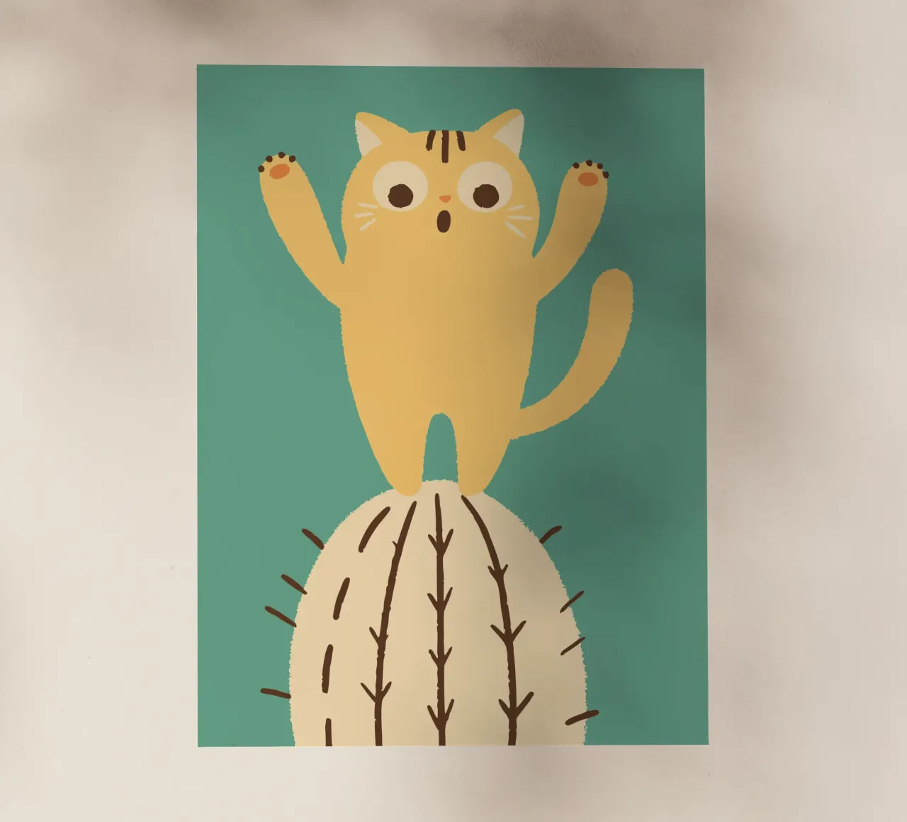 Gatto su un cactus pellicola backlit da TRENDY POSTER SHOP