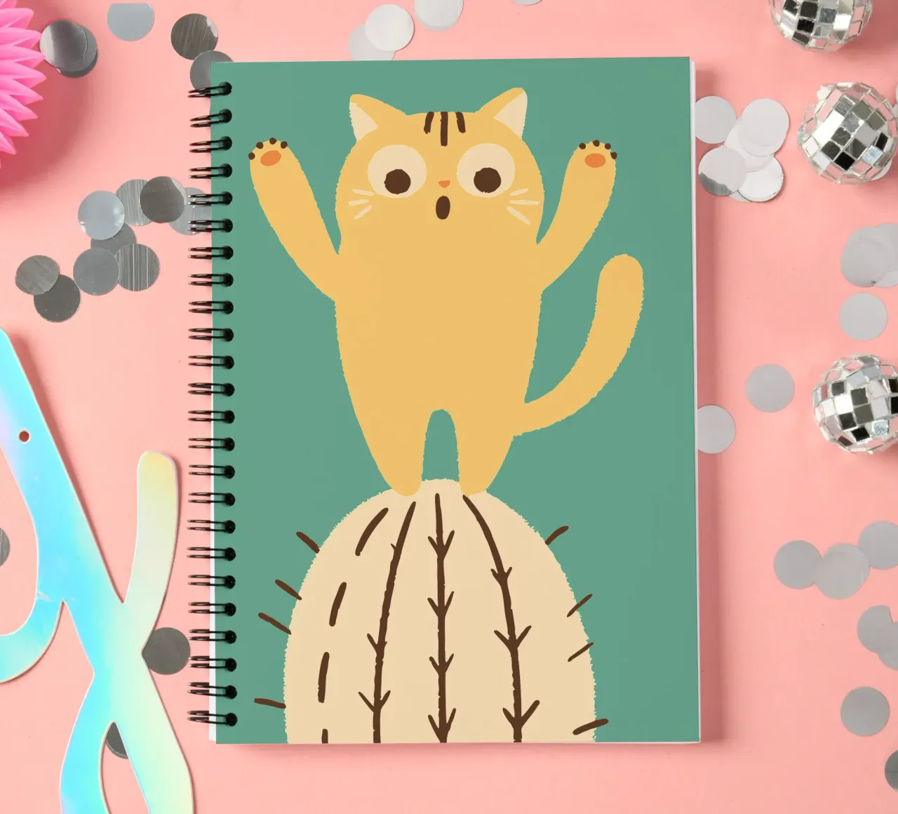 Cat on a Cactus spiral notebook by TRENDY POSTER SHOP