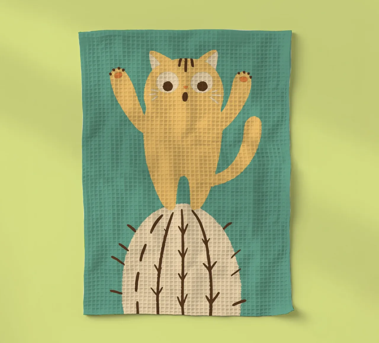 Gatto su un cactus canovaccio da cucina da TRENDY POSTER SHOP