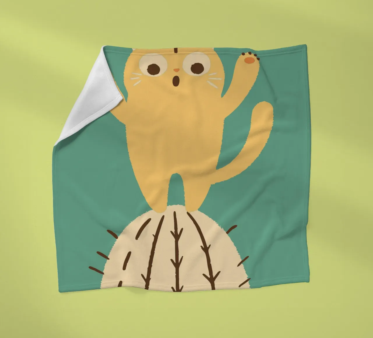 Gatto su un cactus coperta in pile da TRENDY POSTER SHOP