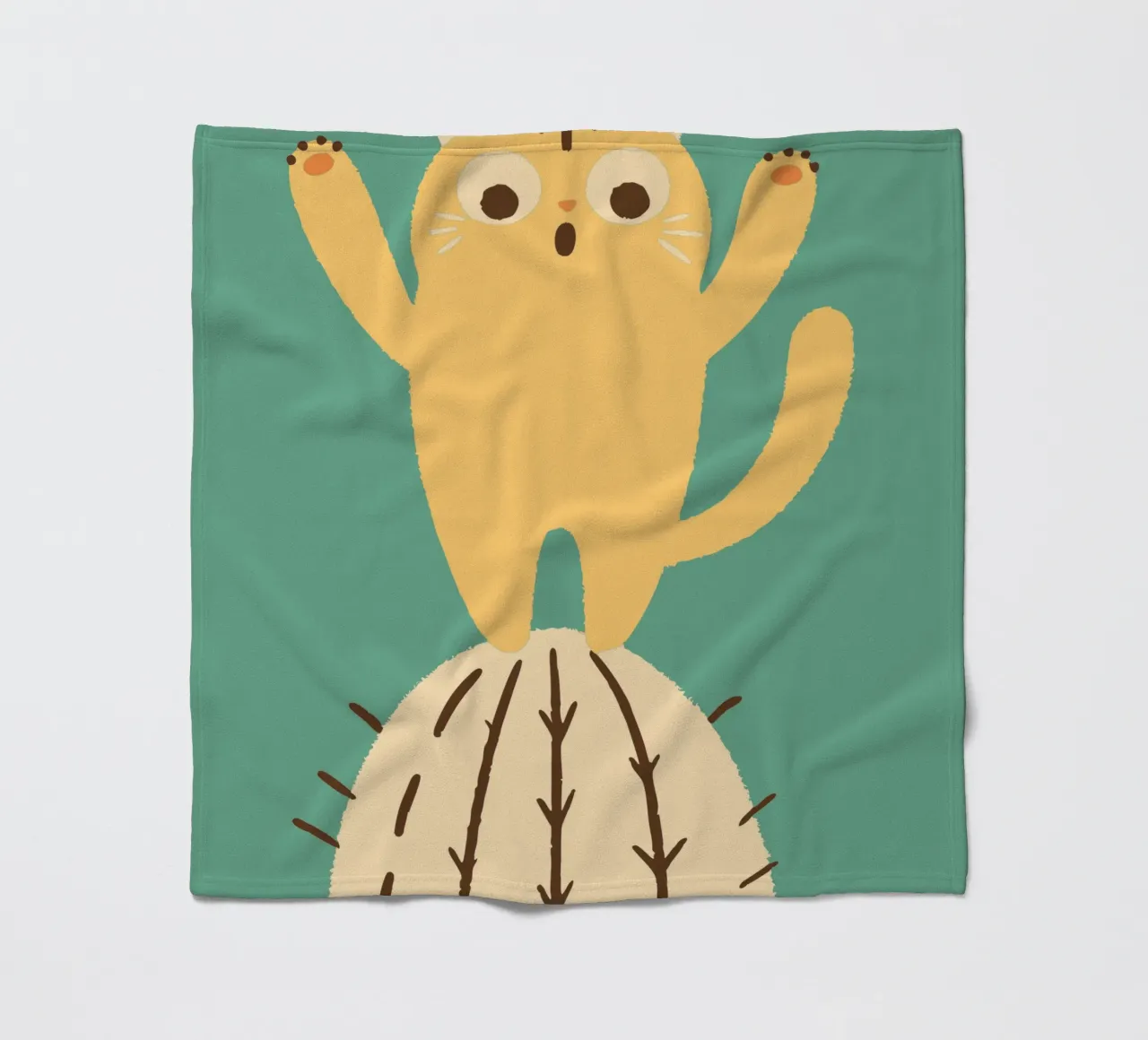 Gatto su un cactus coperta in pile da TRENDY POSTER SHOP