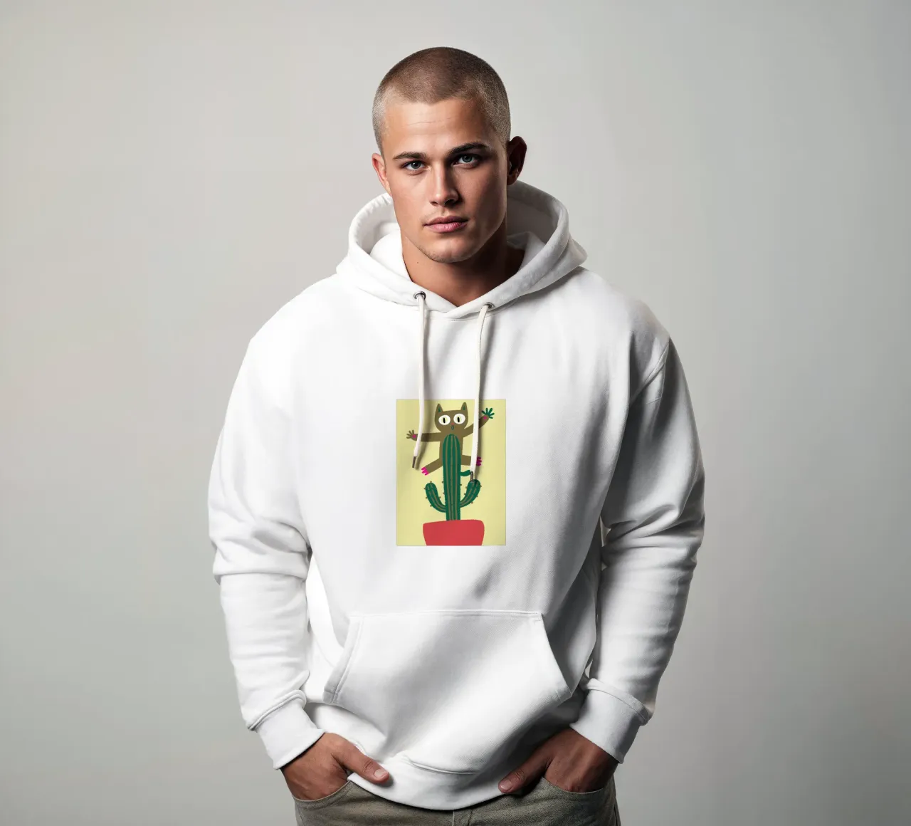 Gatto su un cactus felpa con cappuccio da TRENDY POSTER SHOP