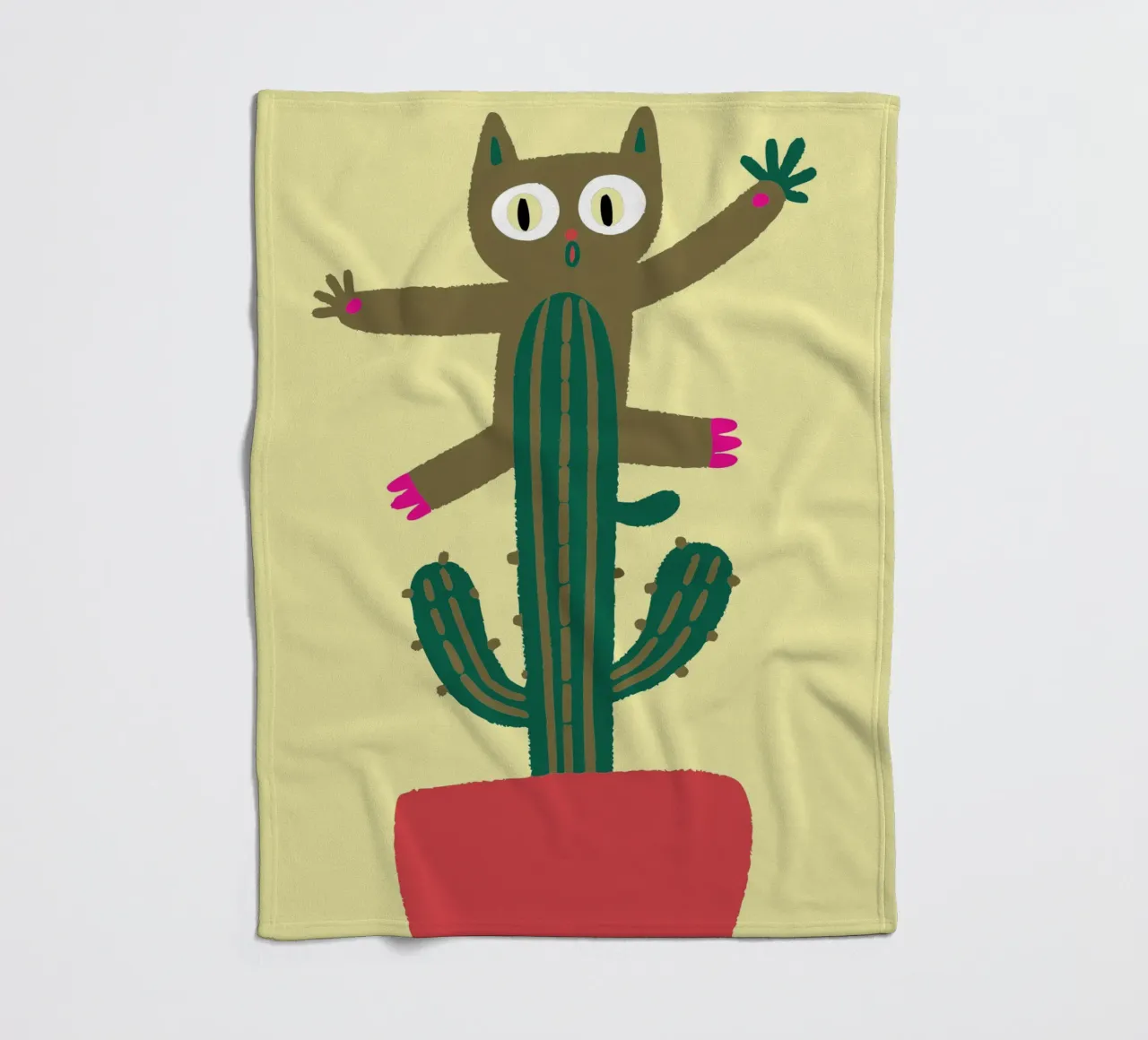 Cat on a Cactus fleece blanket by TRENDY POSTER SHOP