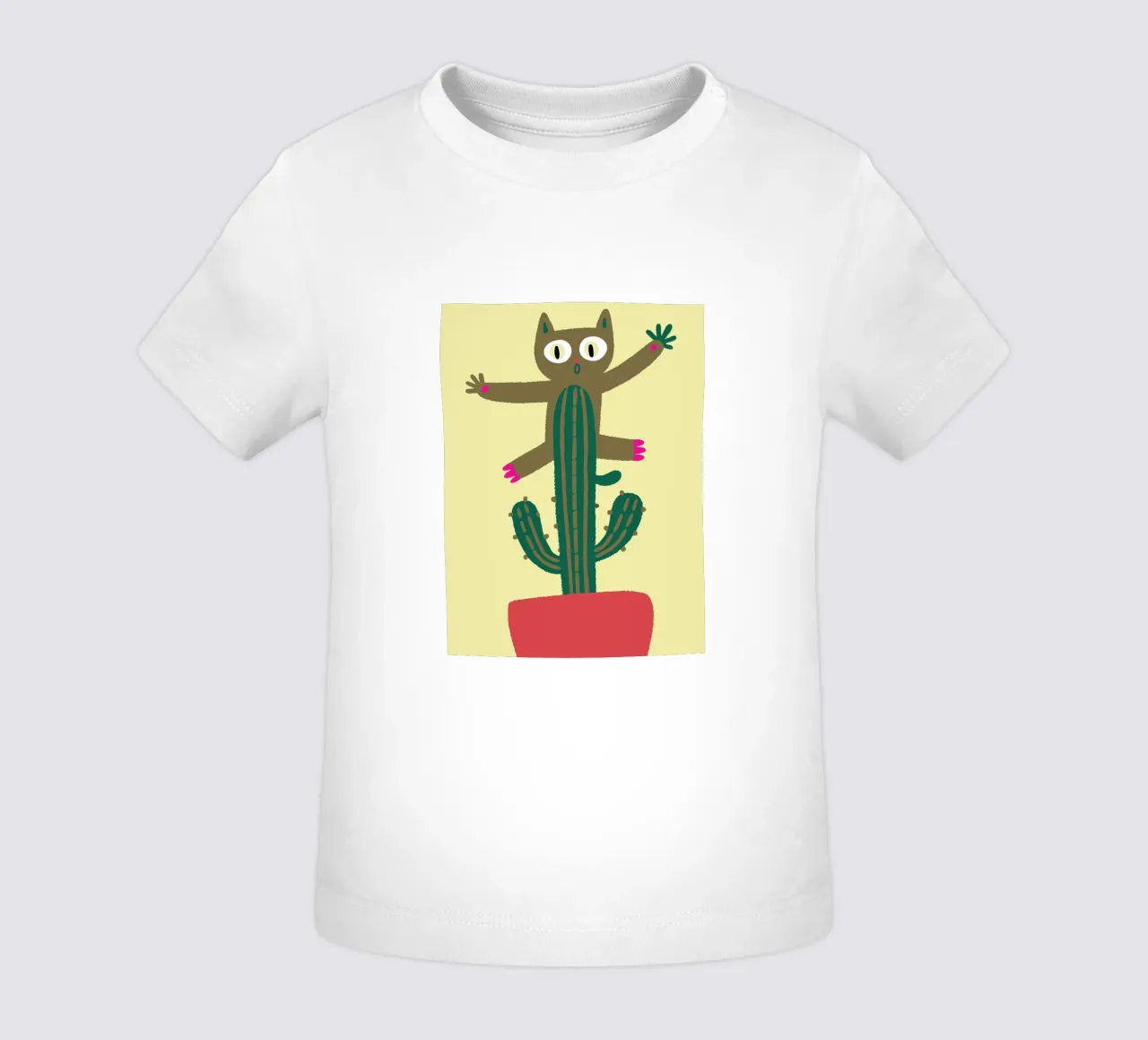 Gatto su un cactus maglietta neonato da TRENDY POSTER SHOP