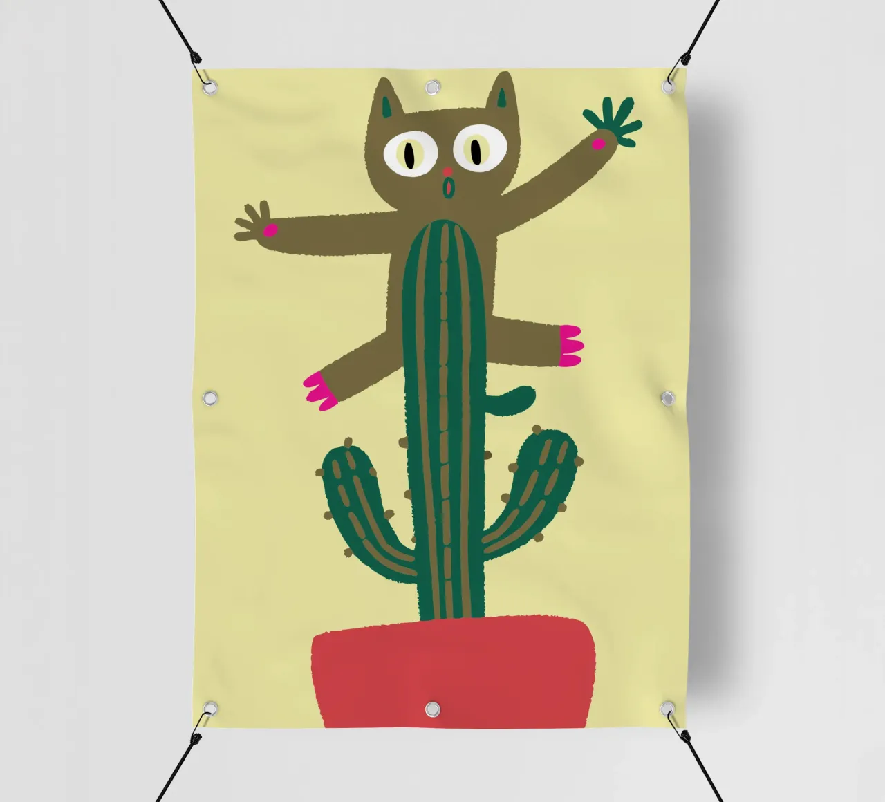 Gatto su un cactus telo in pvc da TRENDY POSTER SHOP