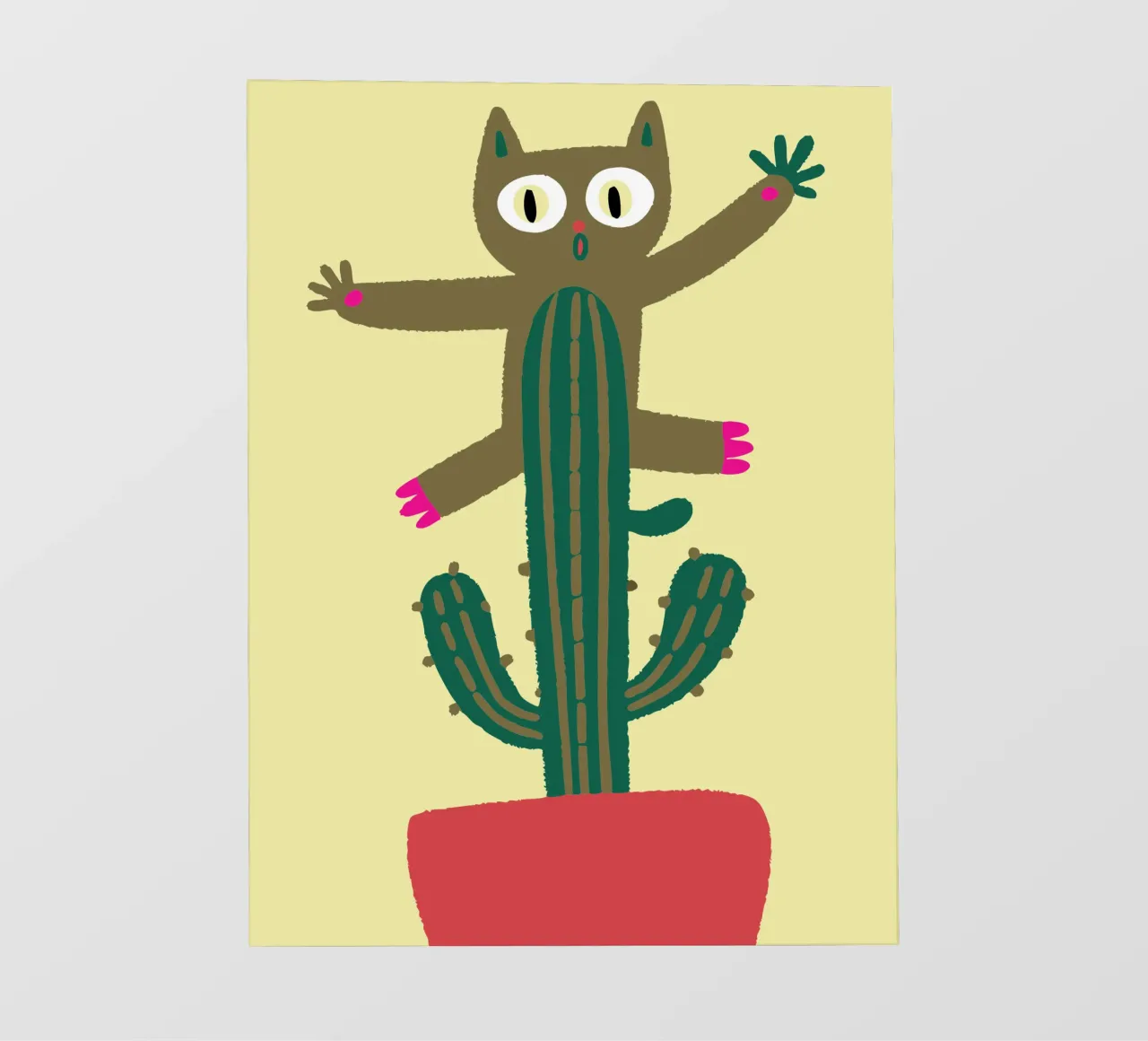 Gatto su un cactus telo in pvc da TRENDY POSTER SHOP
