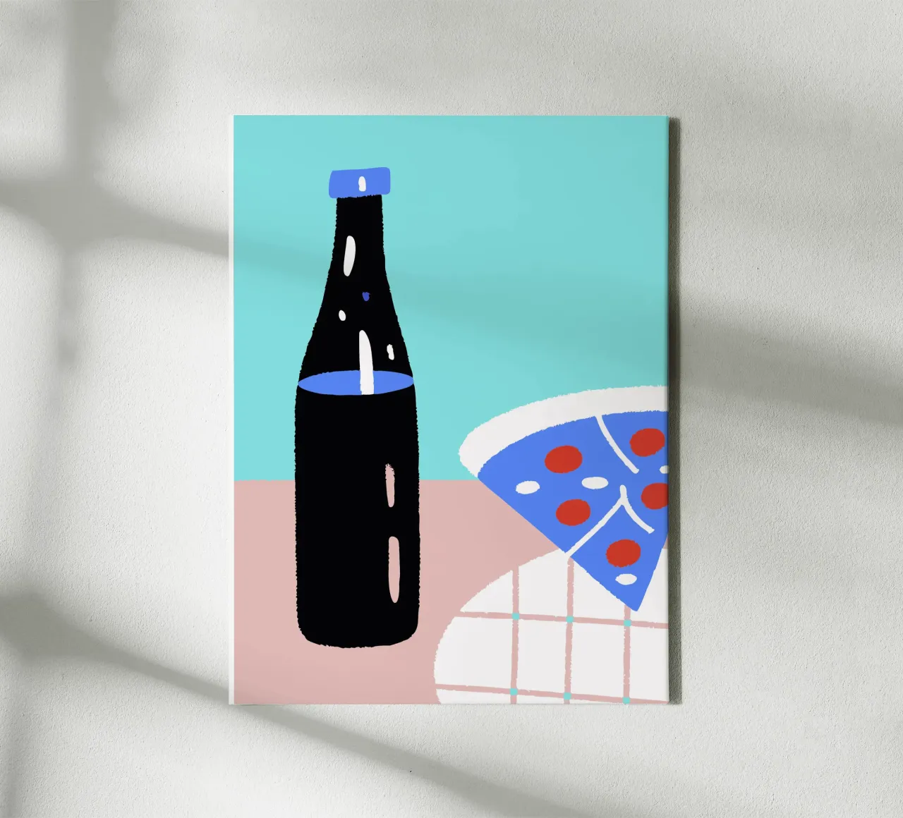 Drinks and Pizza canvas with Floater frame by TRENDY POSTER SHOP