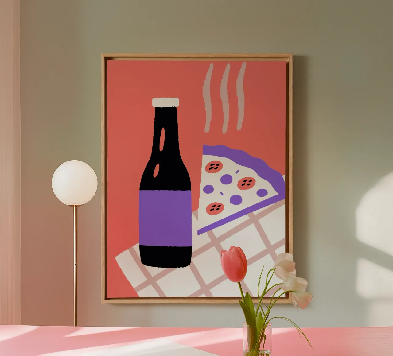 Drinks and Pizza canvas with Floater frame by TRENDY POSTER SHOP