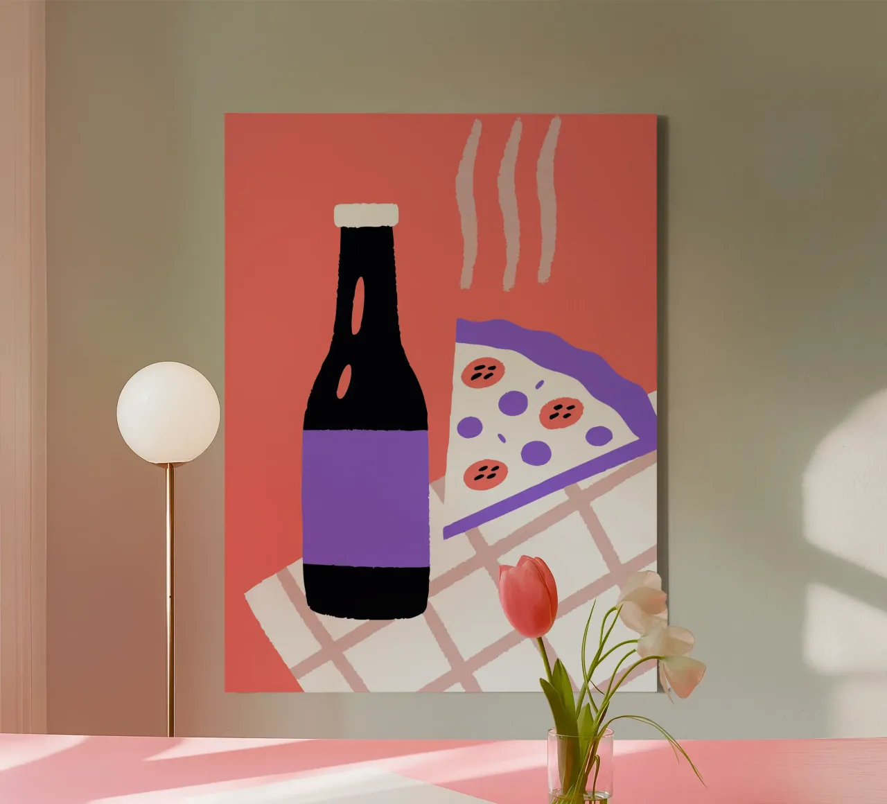 Drinks and Pizza canvas with Floater frame by TRENDY POSTER SHOP