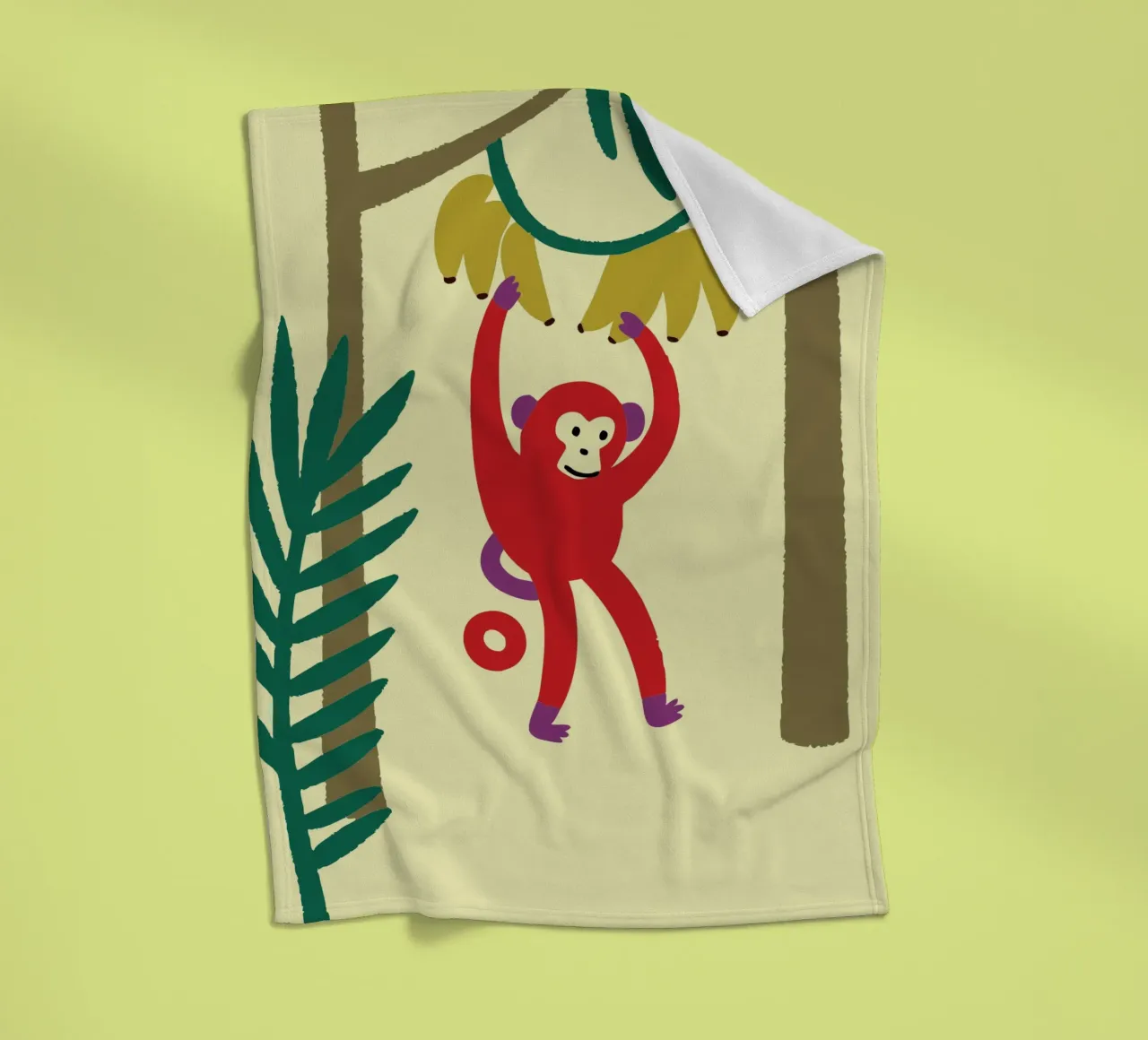 La scimmia prende una banana coperta in pile da TRENDY POSTER SHOP