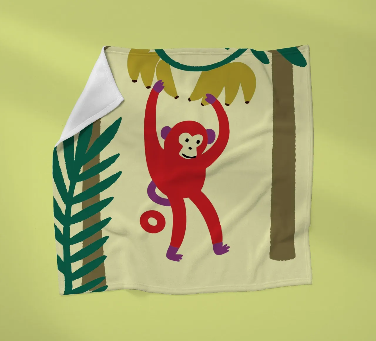 La scimmia prende una banana coperta in pile da TRENDY POSTER SHOP