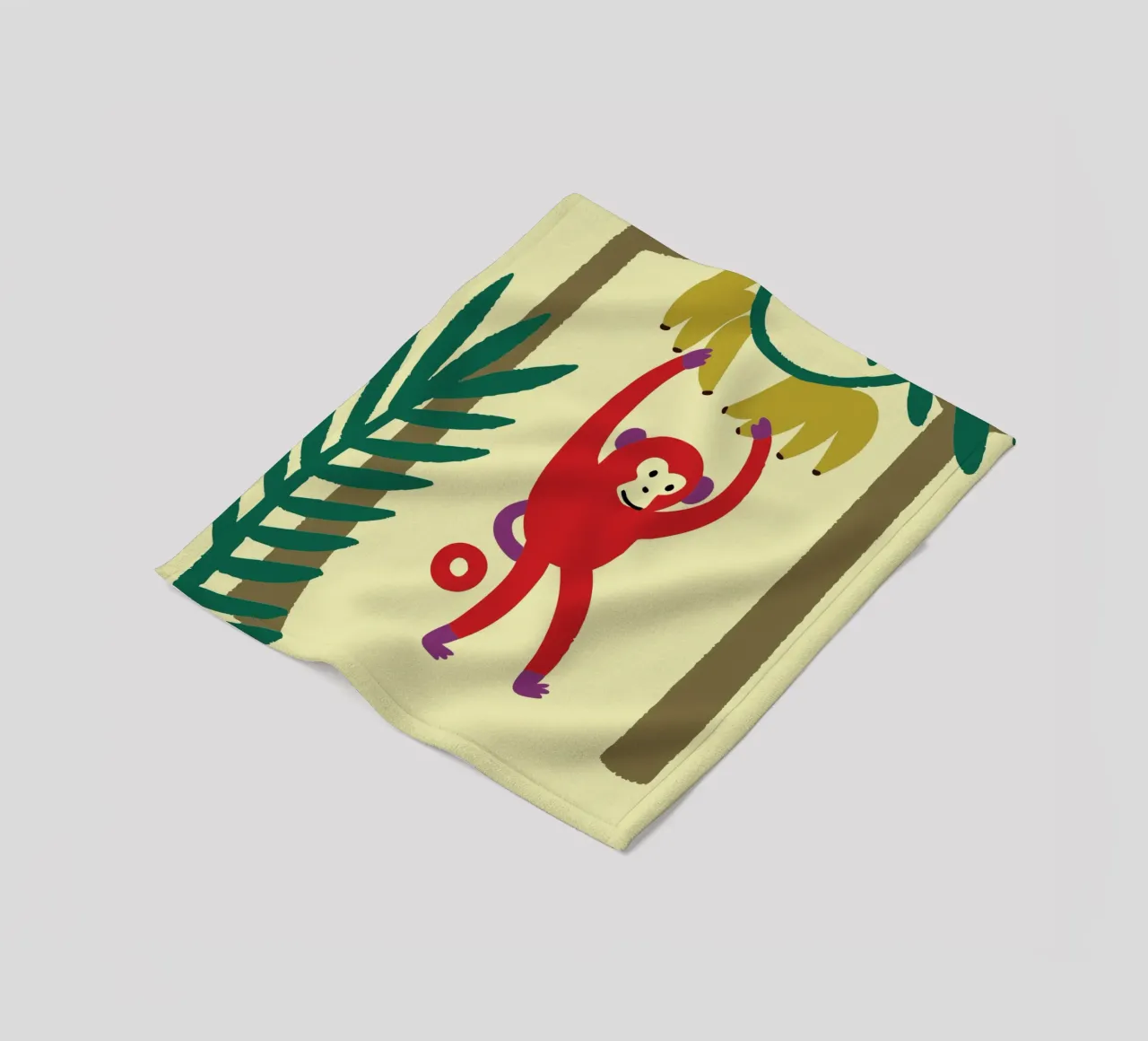 La scimmia prende una banana coperta in pile da TRENDY POSTER SHOP