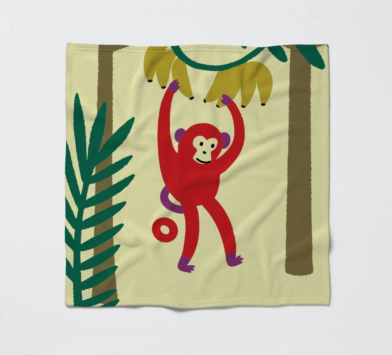 La scimmia prende una banana coperta in pile da TRENDY POSTER SHOP
