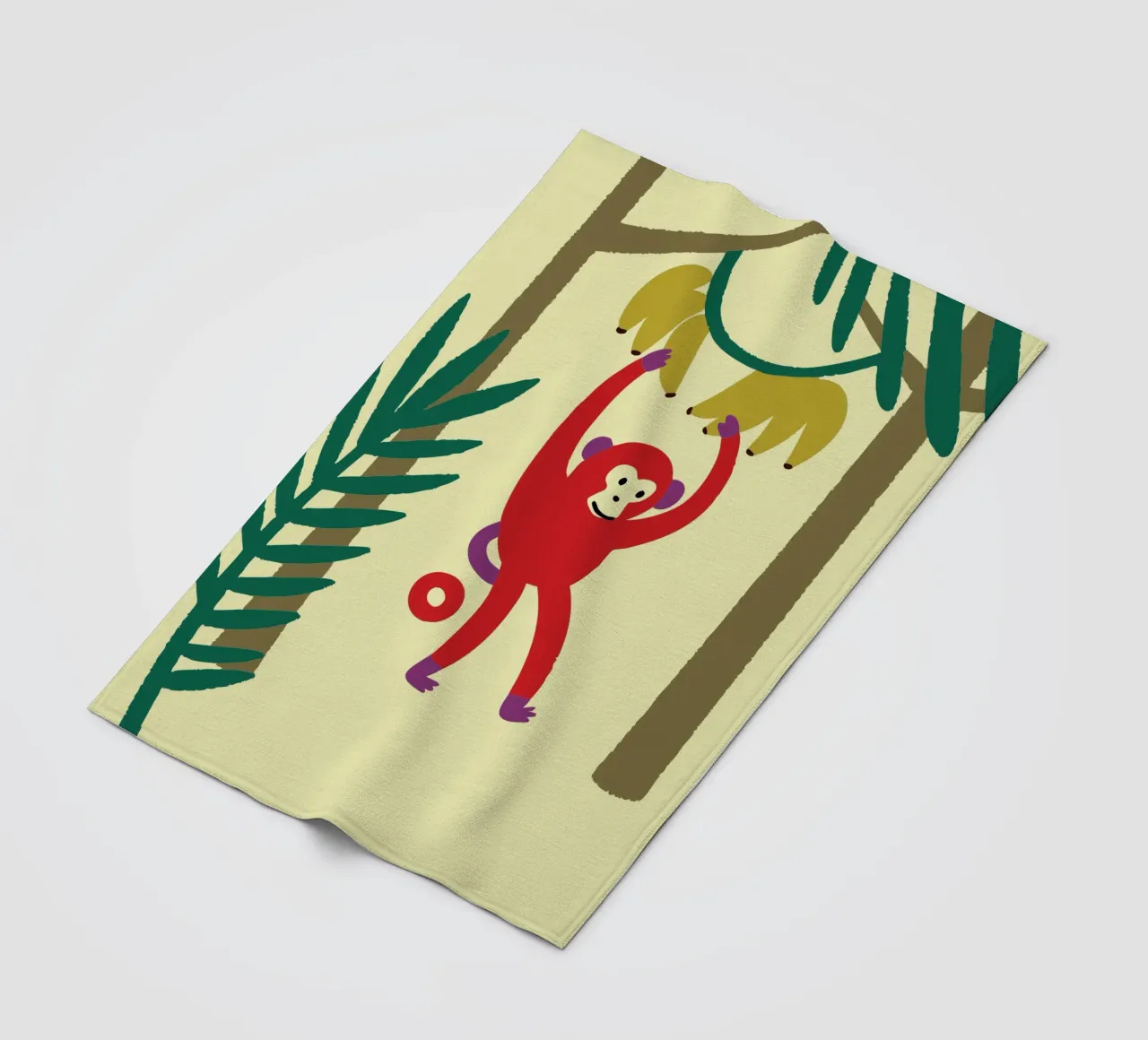 La scimmia prende una banana coperta in pile da TRENDY POSTER SHOP