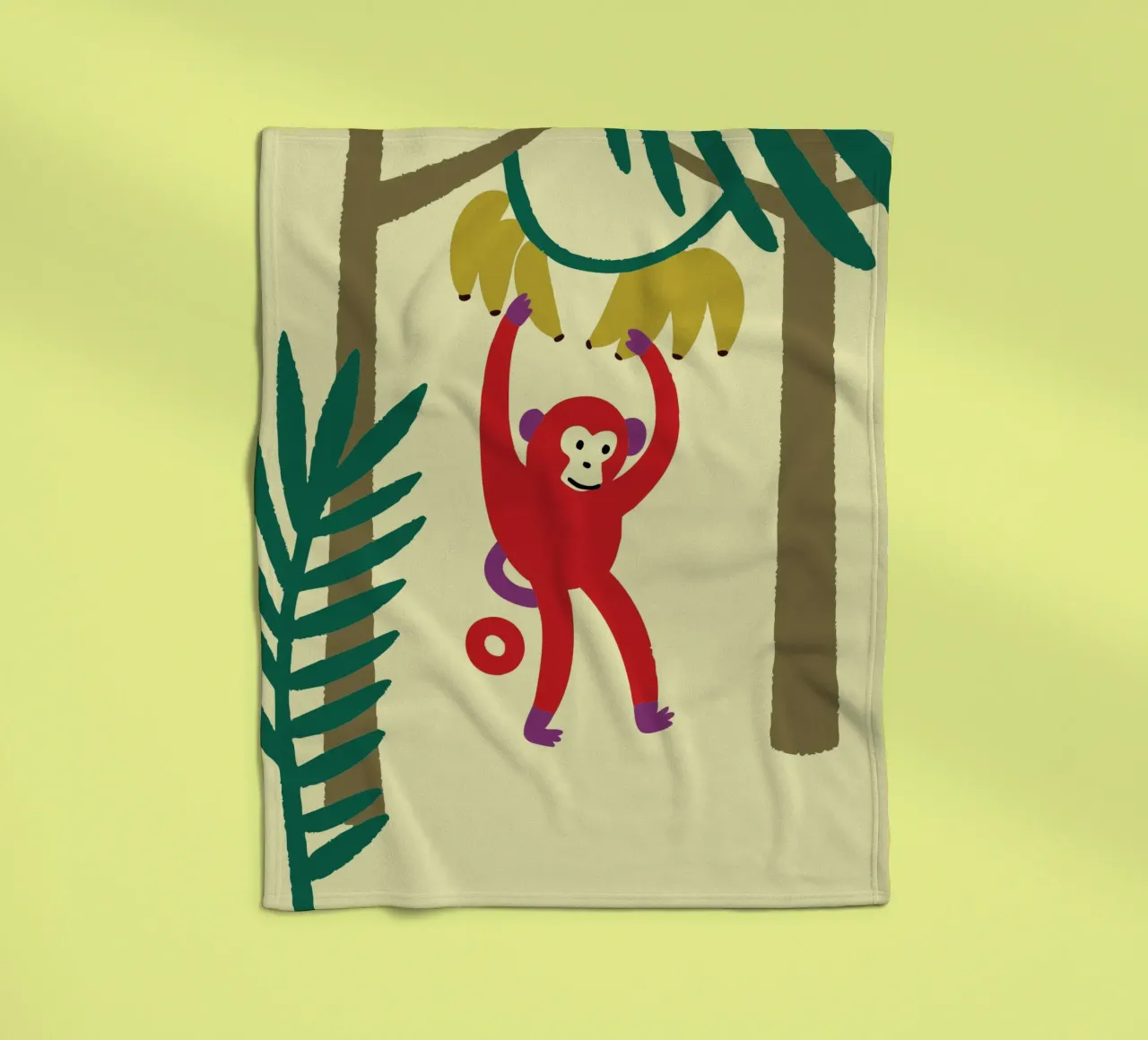 La scimmia prende una banana coperta in pile da TRENDY POSTER SHOP