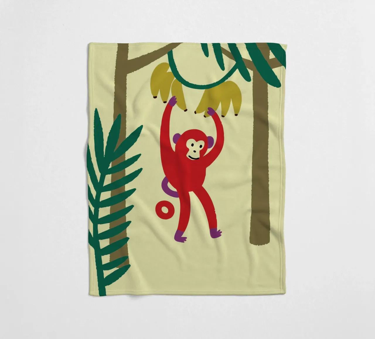 La scimmia prende una banana coperta in pile da TRENDY POSTER SHOP